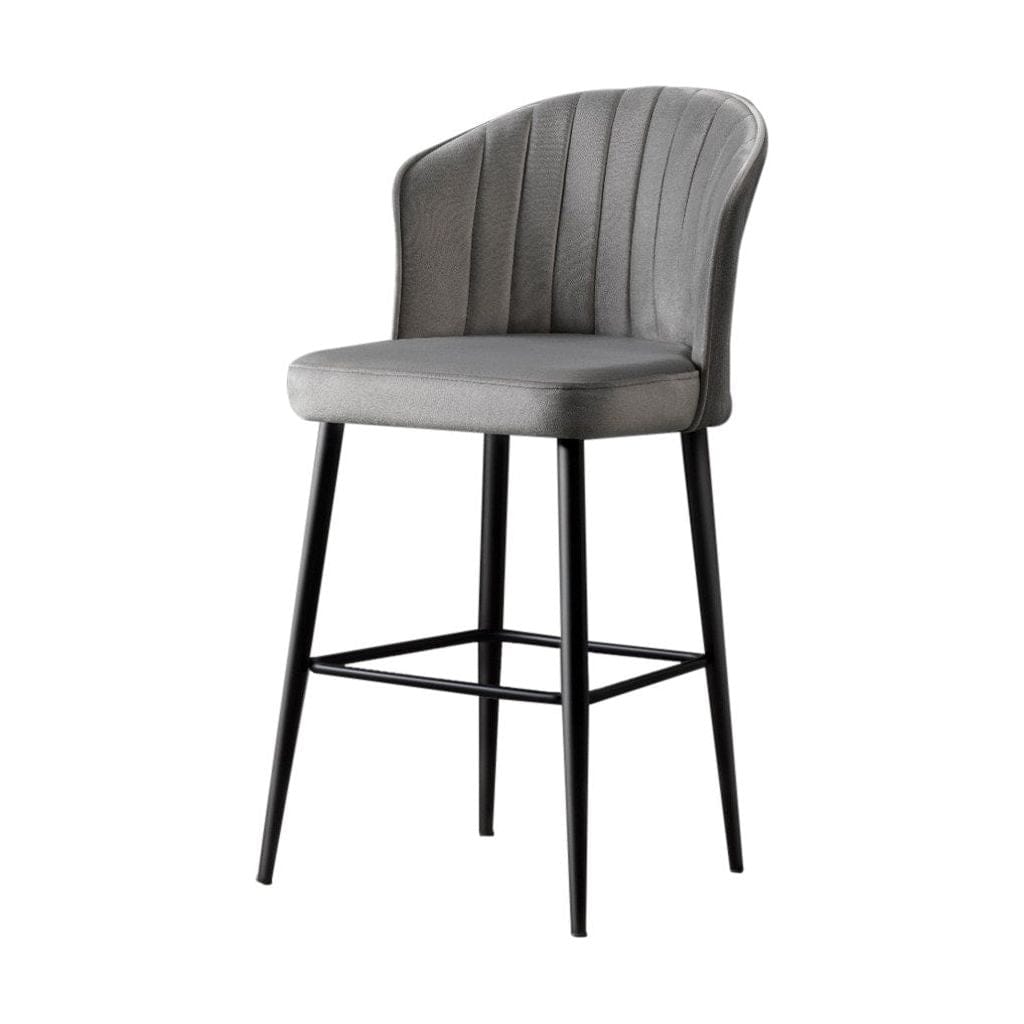 Set 2 scaune bar RUBI, gri/negru, stofa catifelata/metal, 52x42x97 cm