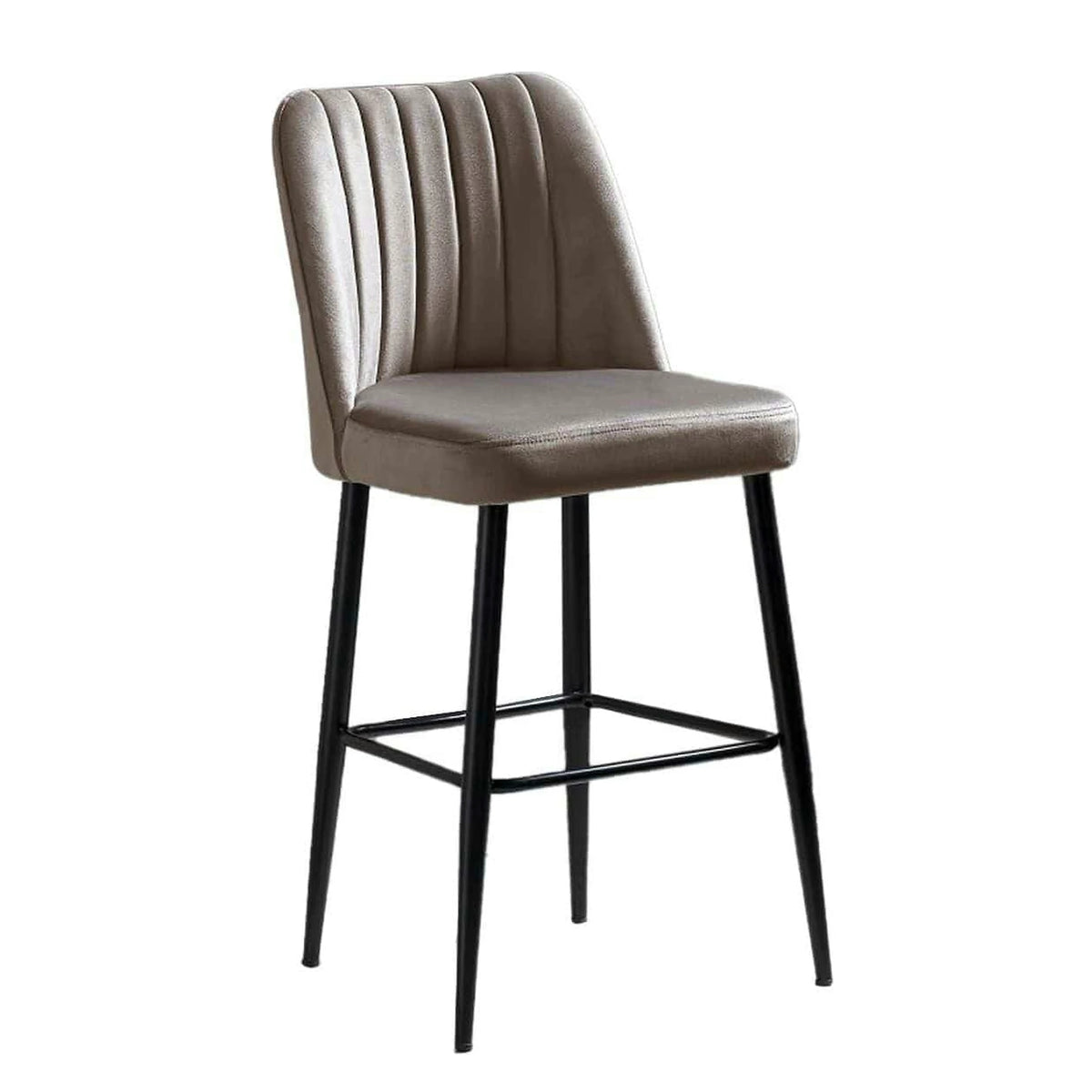 Set 2 scaune bar VENTO, cappuccino/negru, stofa catifelata/metal, 49x45x99 cm
