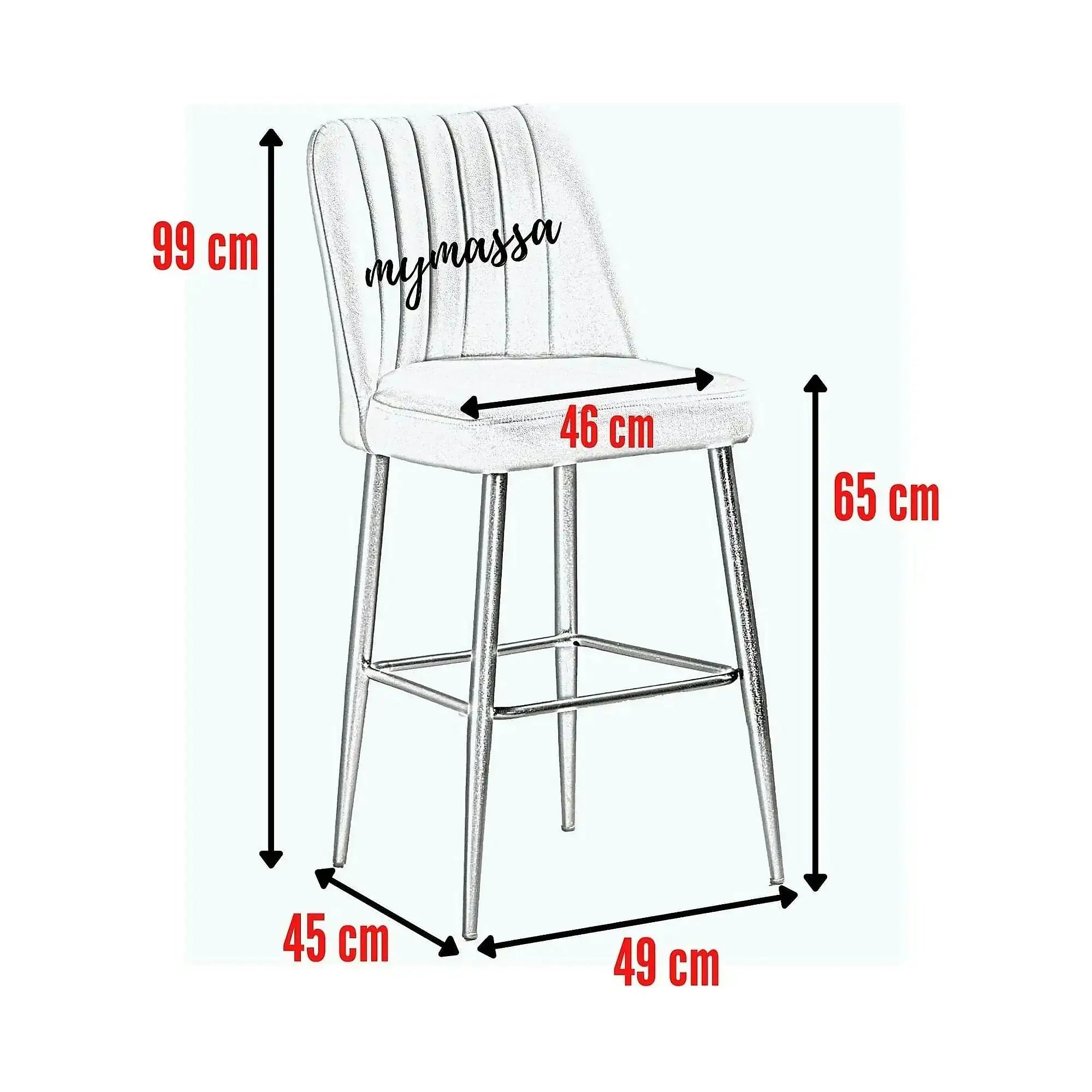 Set 2 scaune bar VENTO, cappuccino/negru, stofa catifelata/metal, 49x45x99 cm