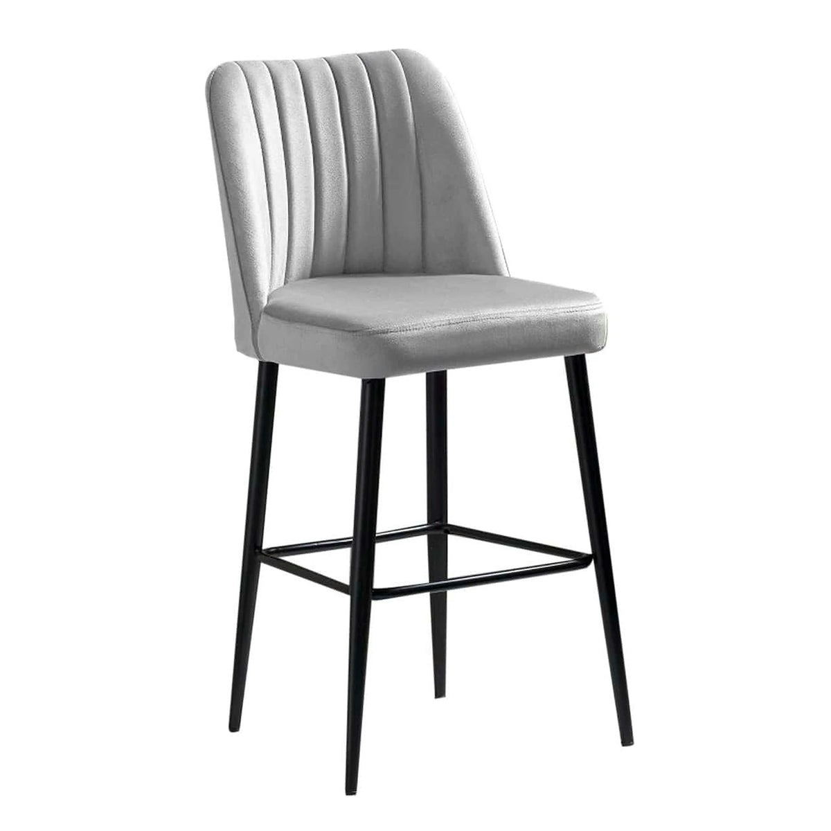 Set 2 scaune bar VENTO, crem/negru, stofa catifelata/metal, 49x45x99 cm