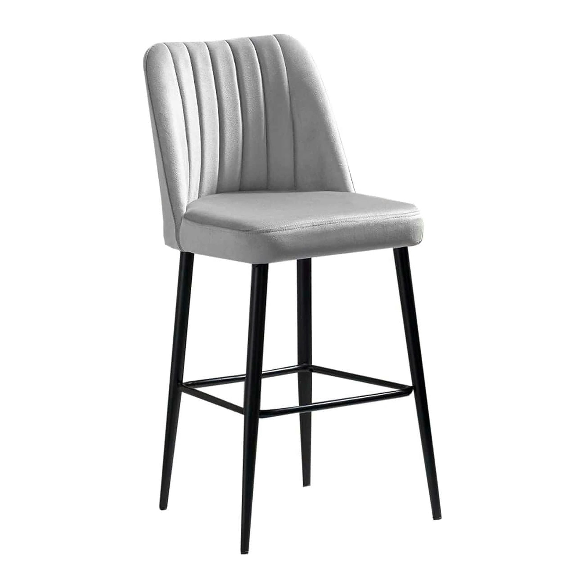 Set 2 scaune bar VENTO, crem/negru, stofa catifelata/metal, 49x45x99 cm