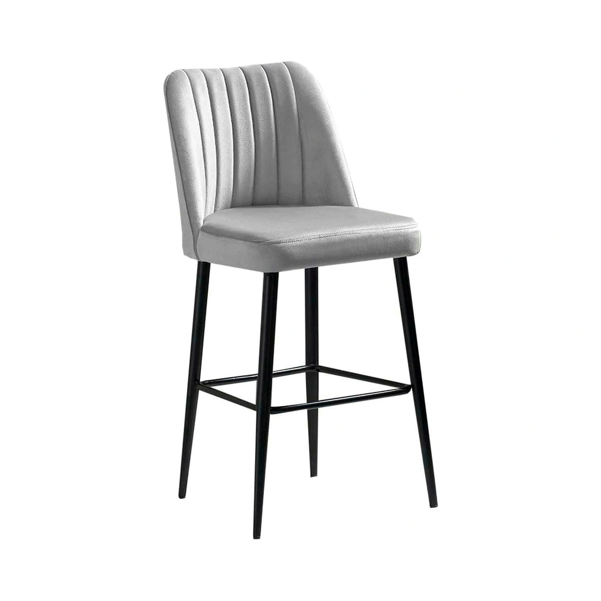 Set 2 scaune bar VENTO, crem/negru, stofa catifelata/metal, 49x45x99 cm