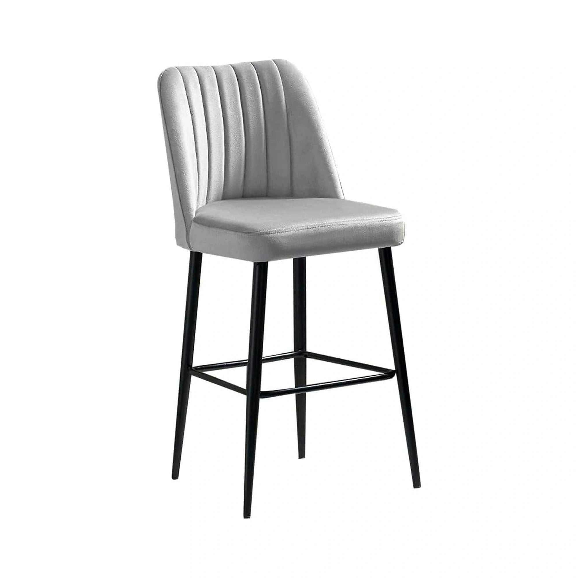 Set 2 scaune bar VENTO, crem/negru, stofa catifelata/metal, 49x45x99 cm