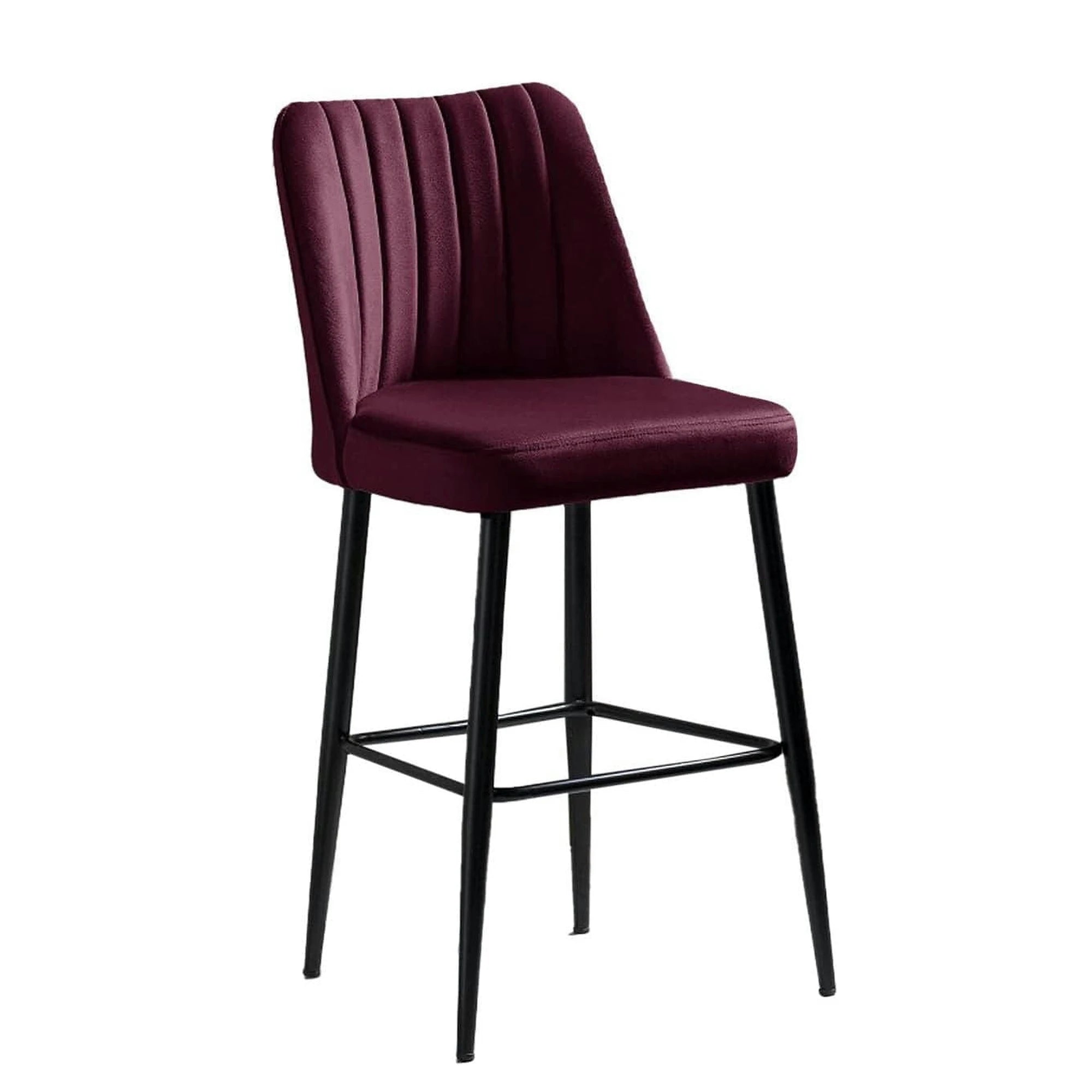 Set 2 scaune bar VENTO, rosu/negru, stofa catifelata/metal, 49x45x99 cm
