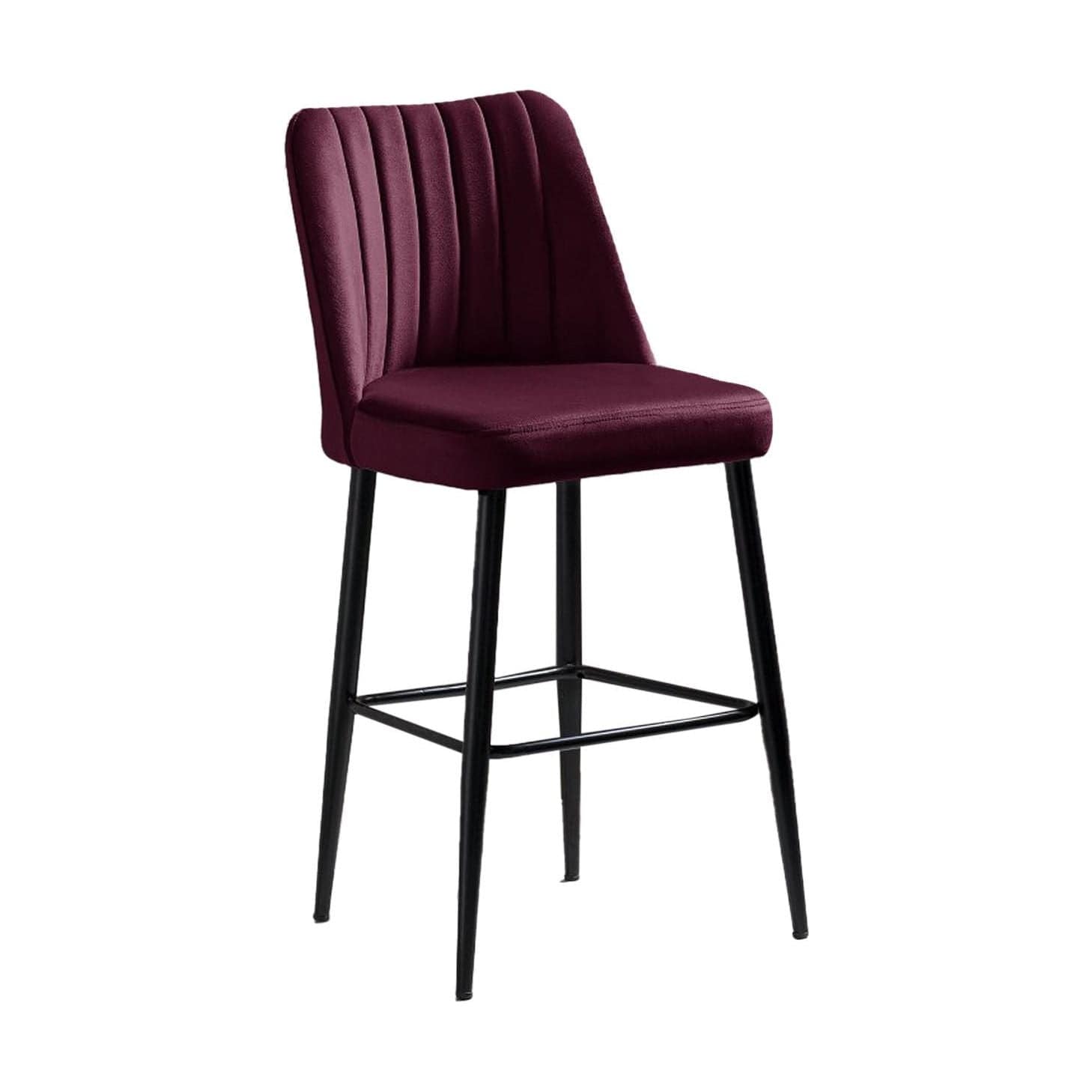 Set 2 scaune bar VENTO, rosu/negru, stofa catifelata/metal, 49x45x99 cm