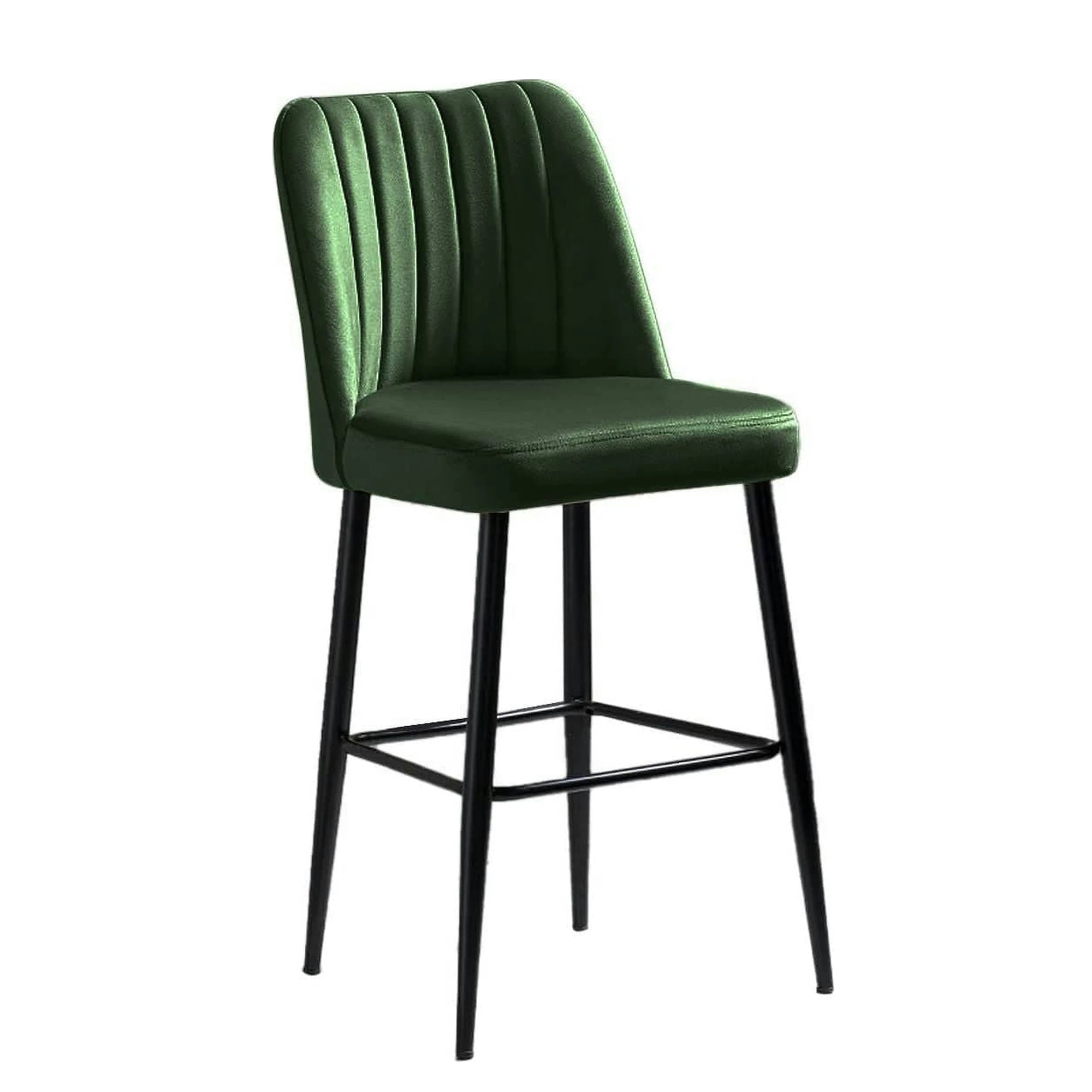 Set 2 scaune bar VENTO, verde/negru, stofa catifelata/metal, 49x45x99 cm