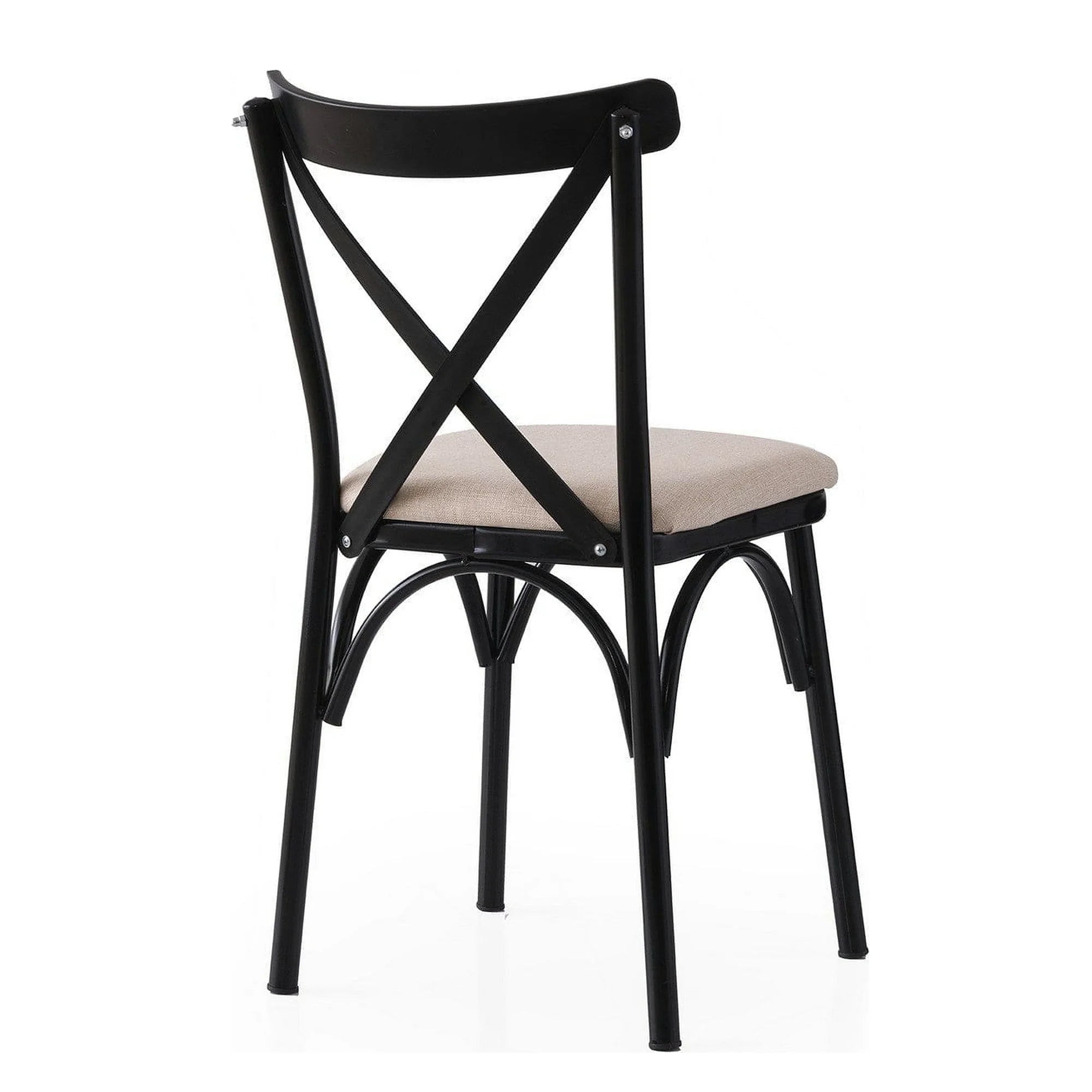 Set 2 scaune EKOL 285 V2, crem/negru, stofa clasica/metal, 42x40x81 cm