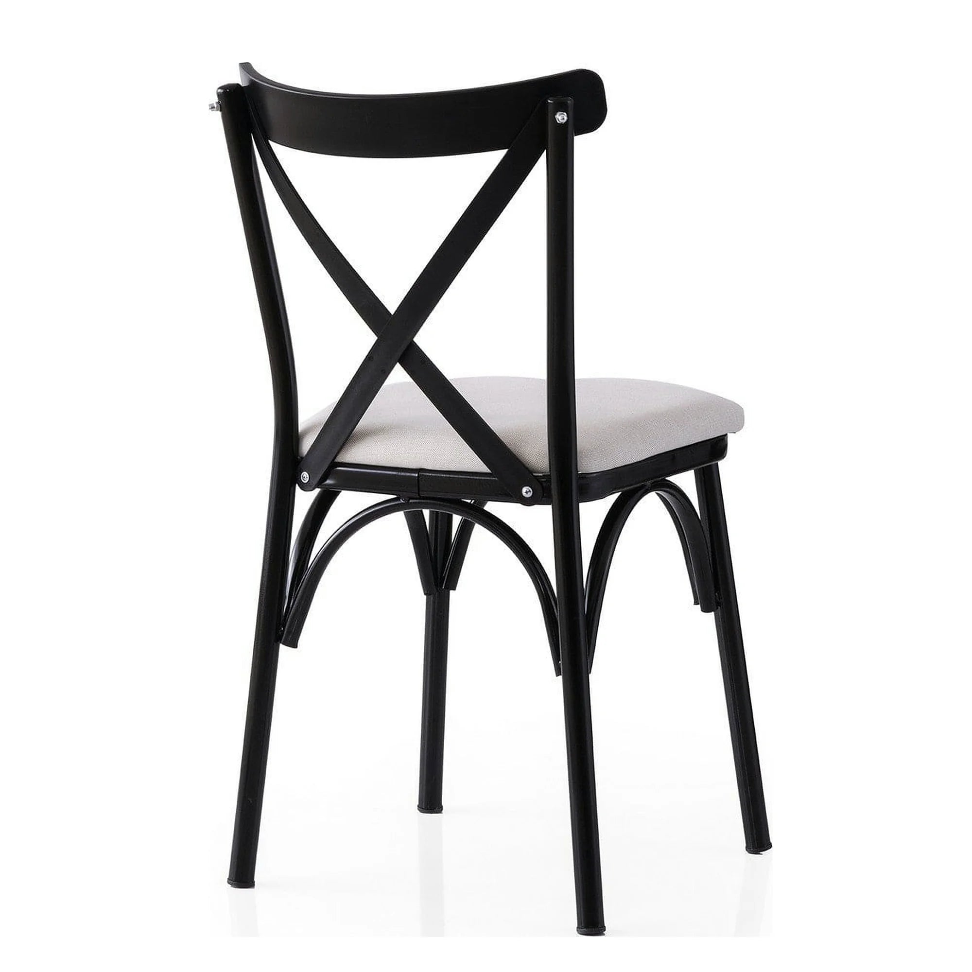 Set 2 scaune EKOL 286 V2, alb/negru, stofa clasica/metal, 42x40x81 cm