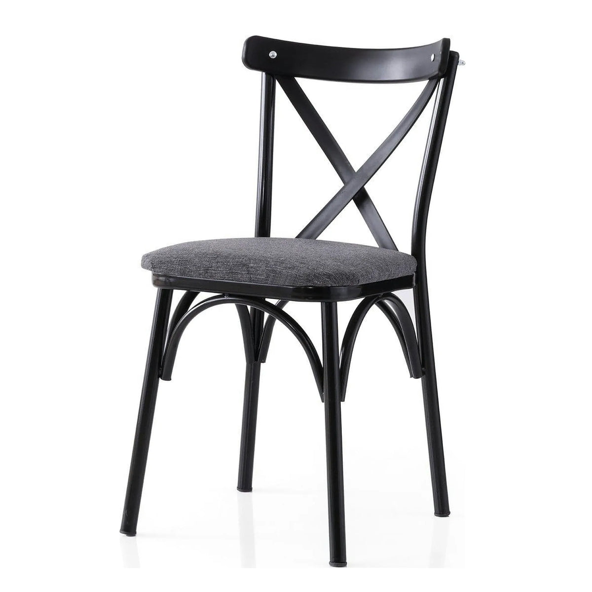 Set 2 scaune EKOL 288 V2, gri/negru, stofa clasica/metal, 42x40x81 cm