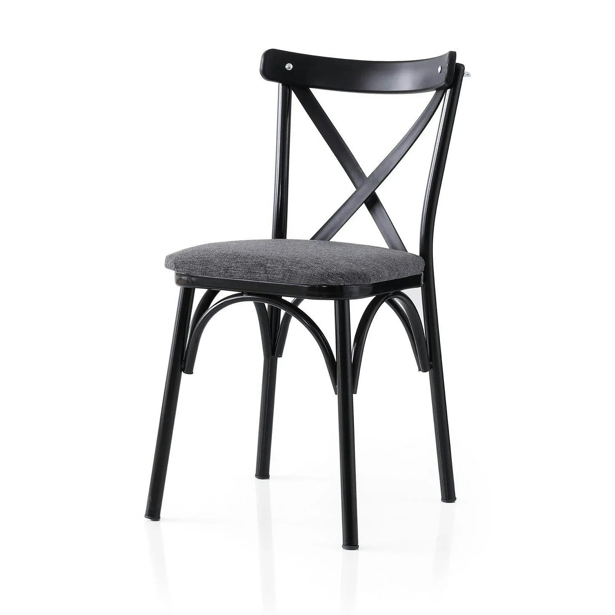 Set 2 scaune EKOL 288 V2, gri/negru, stofa clasica/metal, 42x40x81 cm