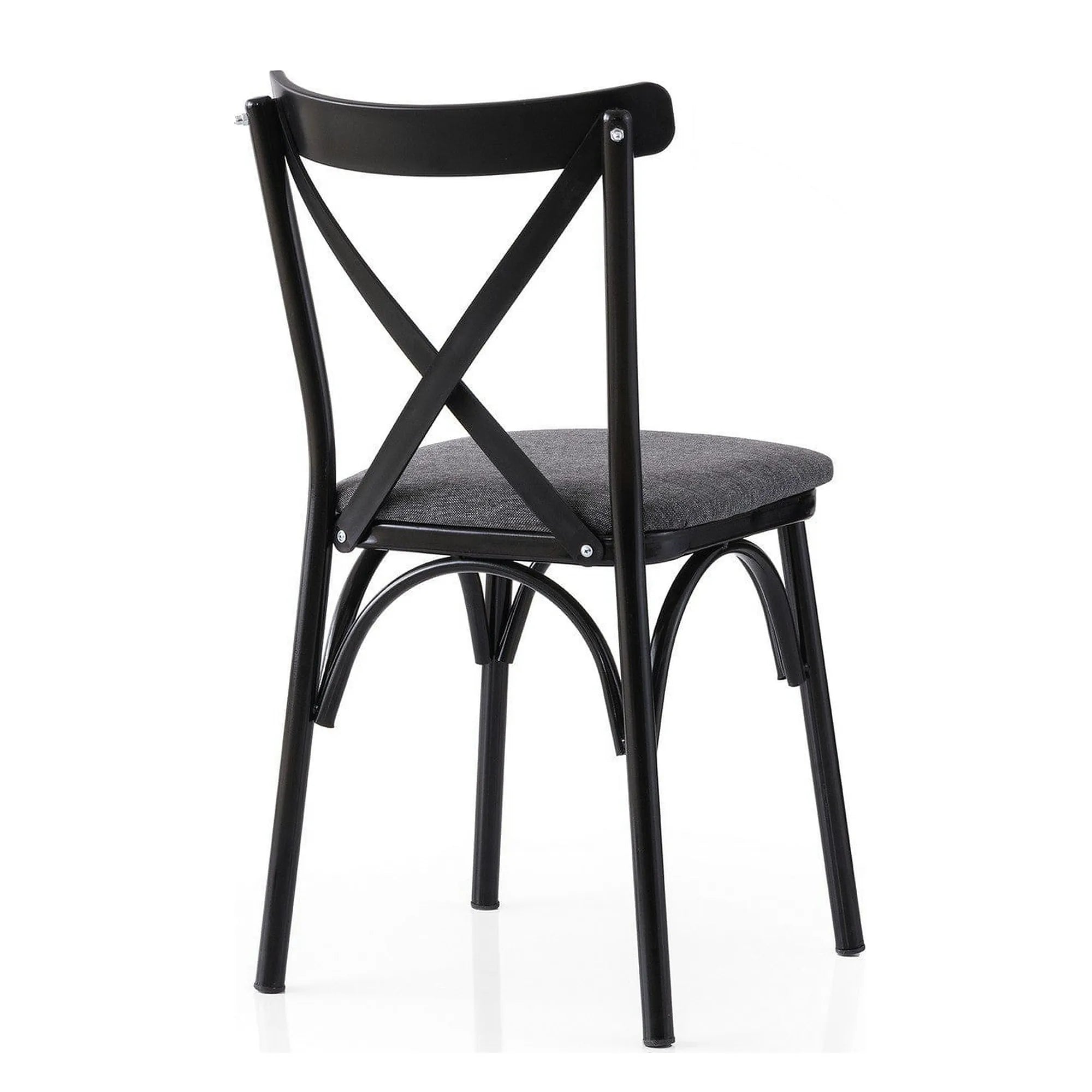 Set 2 scaune EKOL 288 V2, gri/negru, stofa clasica/metal, 42x40x81 cm