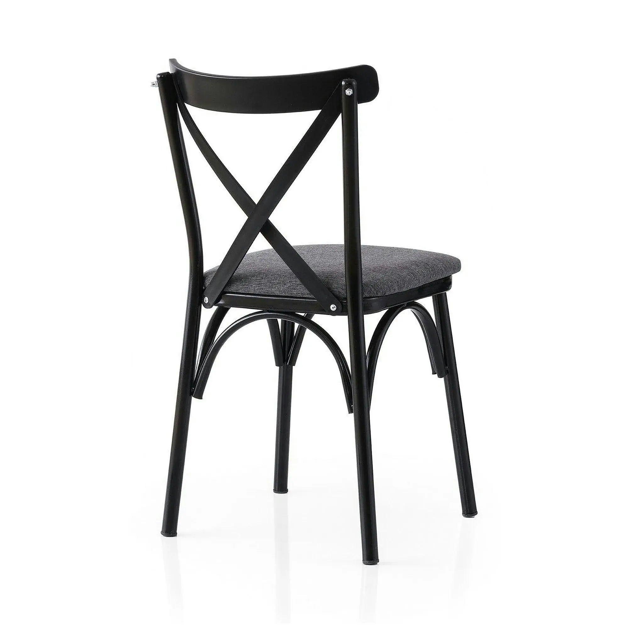 Set 2 scaune EKOL 288 V2, gri/negru, stofa clasica/metal, 42x40x81 cm
