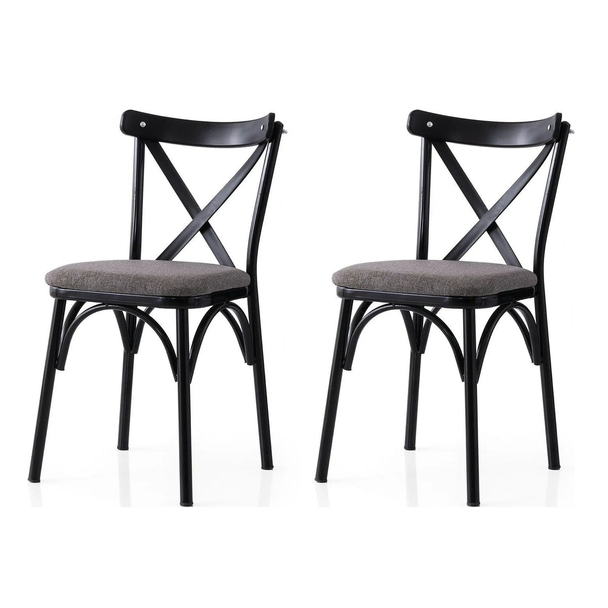 Set 2 scaune EKOL 291 V2, gri inchis/negru, stofa clasica/metal, 42x40x81 cm