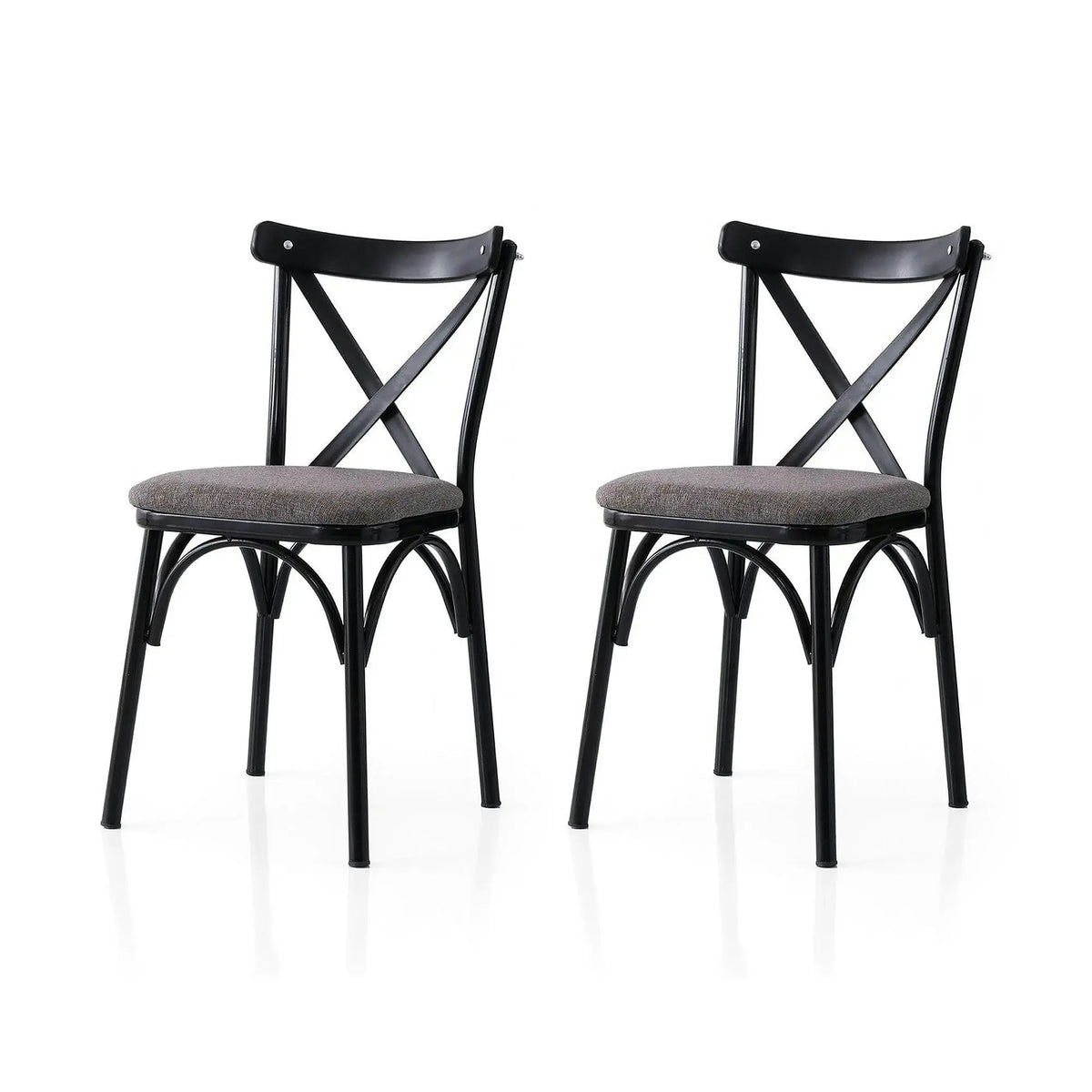 Set 2 scaune EKOL 291 V2, gri inchis/negru, stofa clasica/metal, 42x40x81 cm