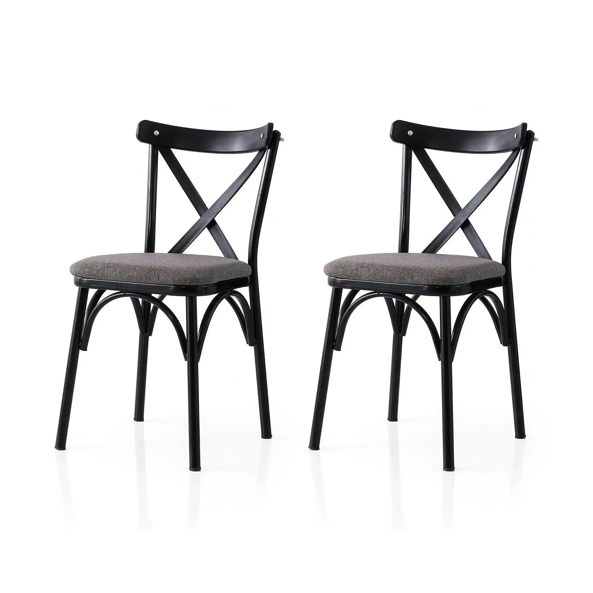 Set 2 scaune EKOL 291 V2, gri inchis/negru, stofa clasica/metal, 42x40x81 cm
