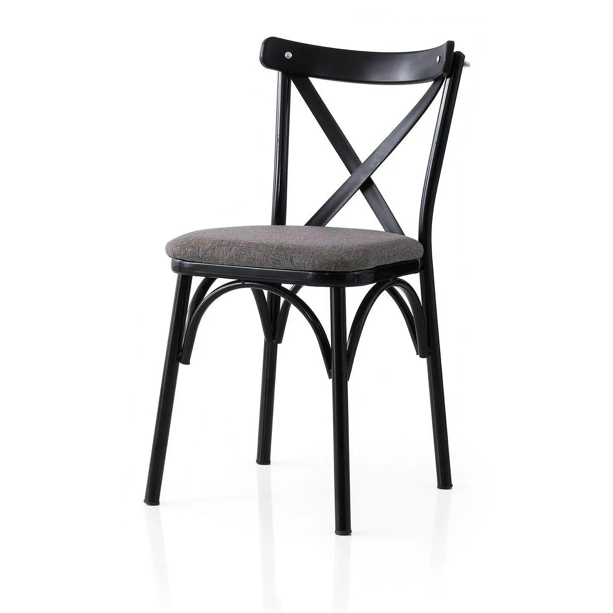 Set 2 scaune EKOL 291 V2, gri inchis/negru, stofa clasica/metal, 42x40x81 cm