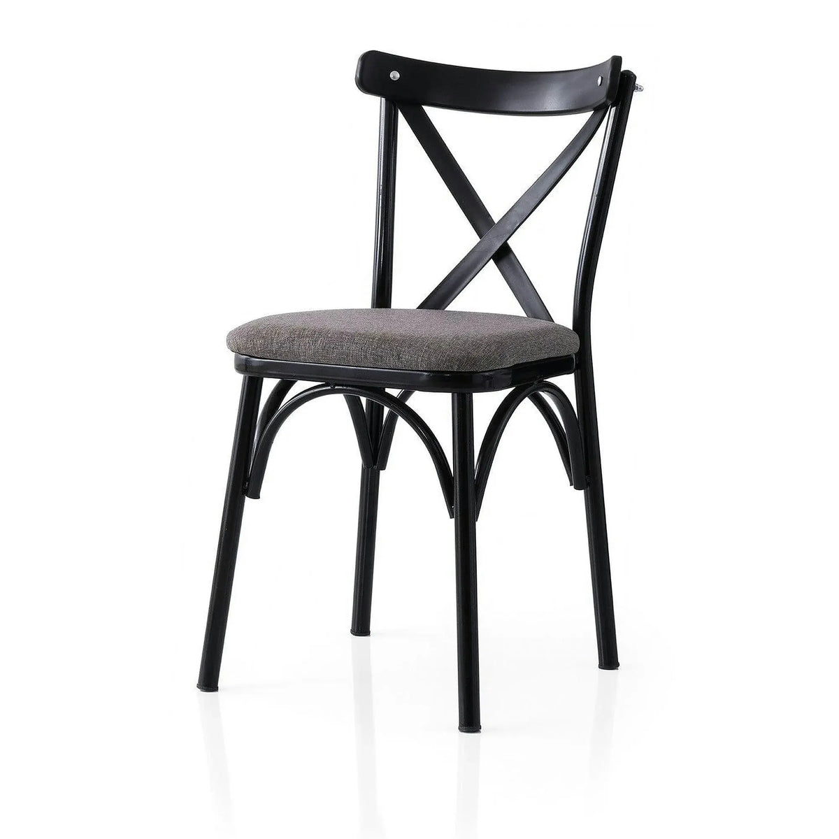 Set 2 scaune EKOL 291 V2, gri inchis/negru, stofa clasica/metal, 42x40x81 cm