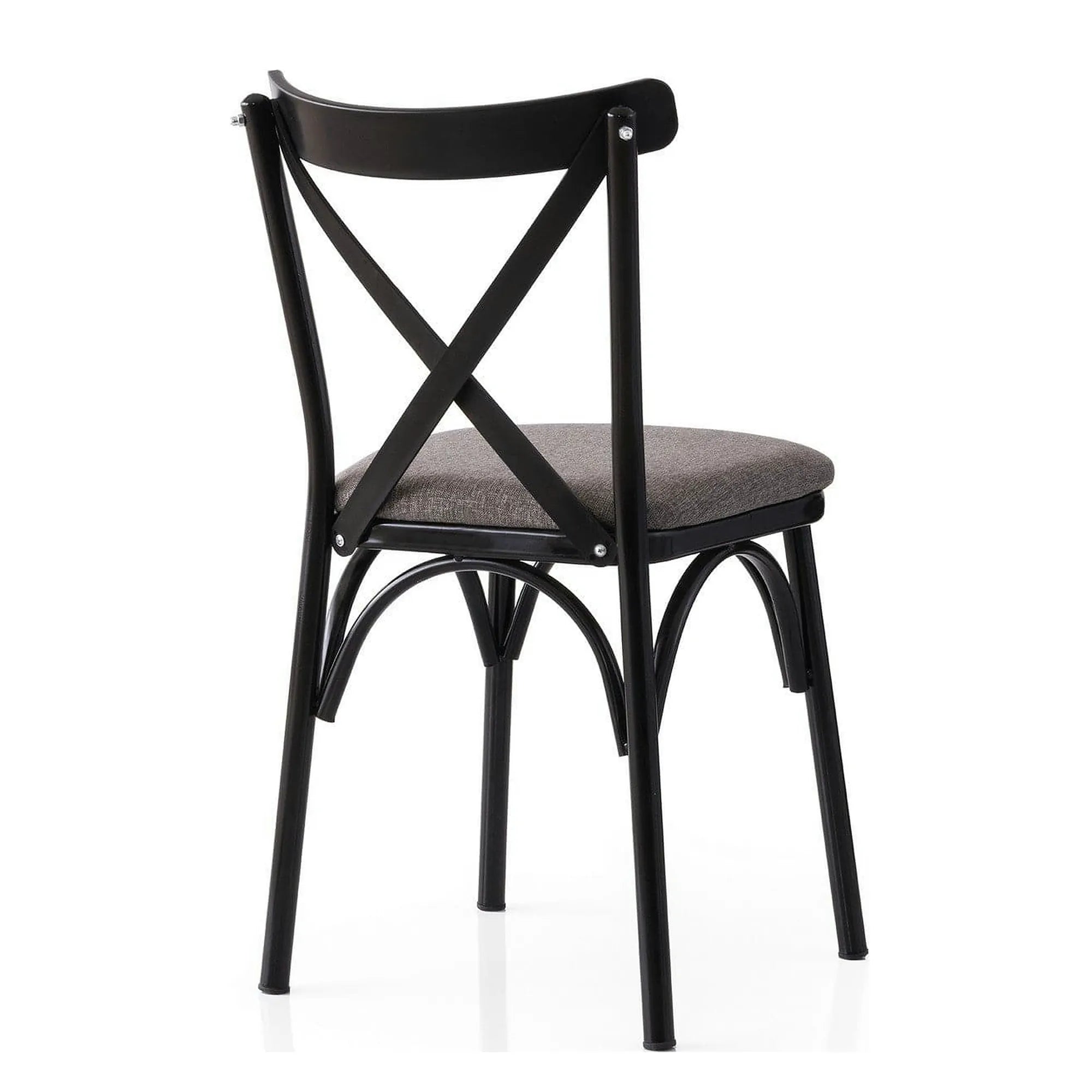 Set 2 scaune EKOL 291 V2, gri inchis/negru, stofa clasica/metal, 42x40x81 cm