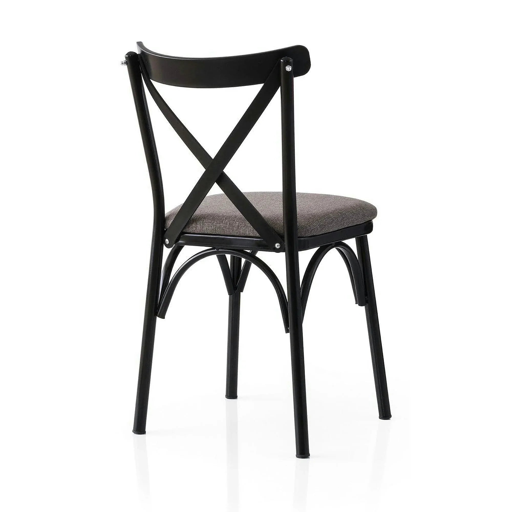 Set 2 scaune EKOL 291 V2, gri inchis/negru, stofa clasica/metal, 42x40x81 cm