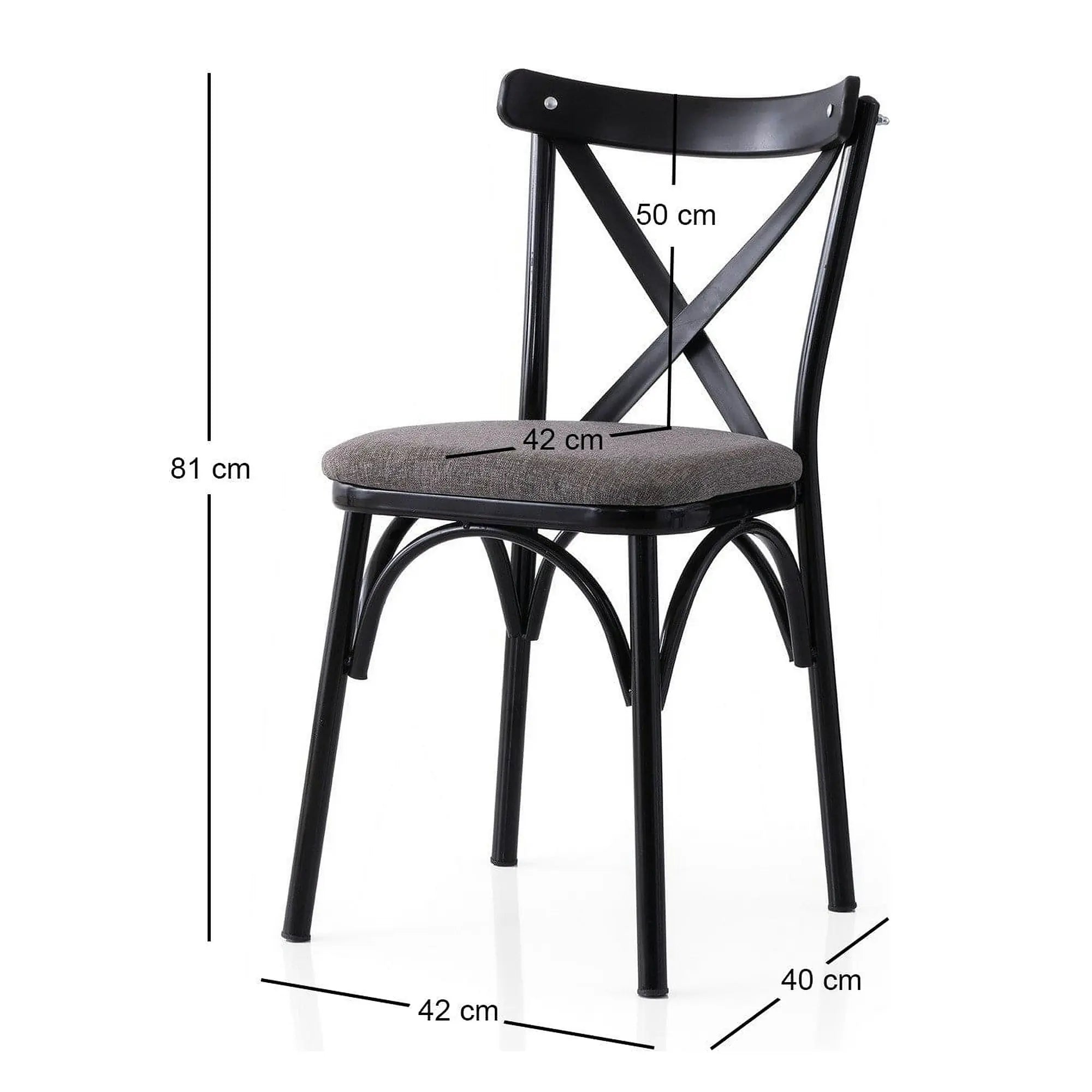 Set 2 scaune EKOL 291 V2, gri inchis/negru, stofa clasica/metal, 42x40x81 cm