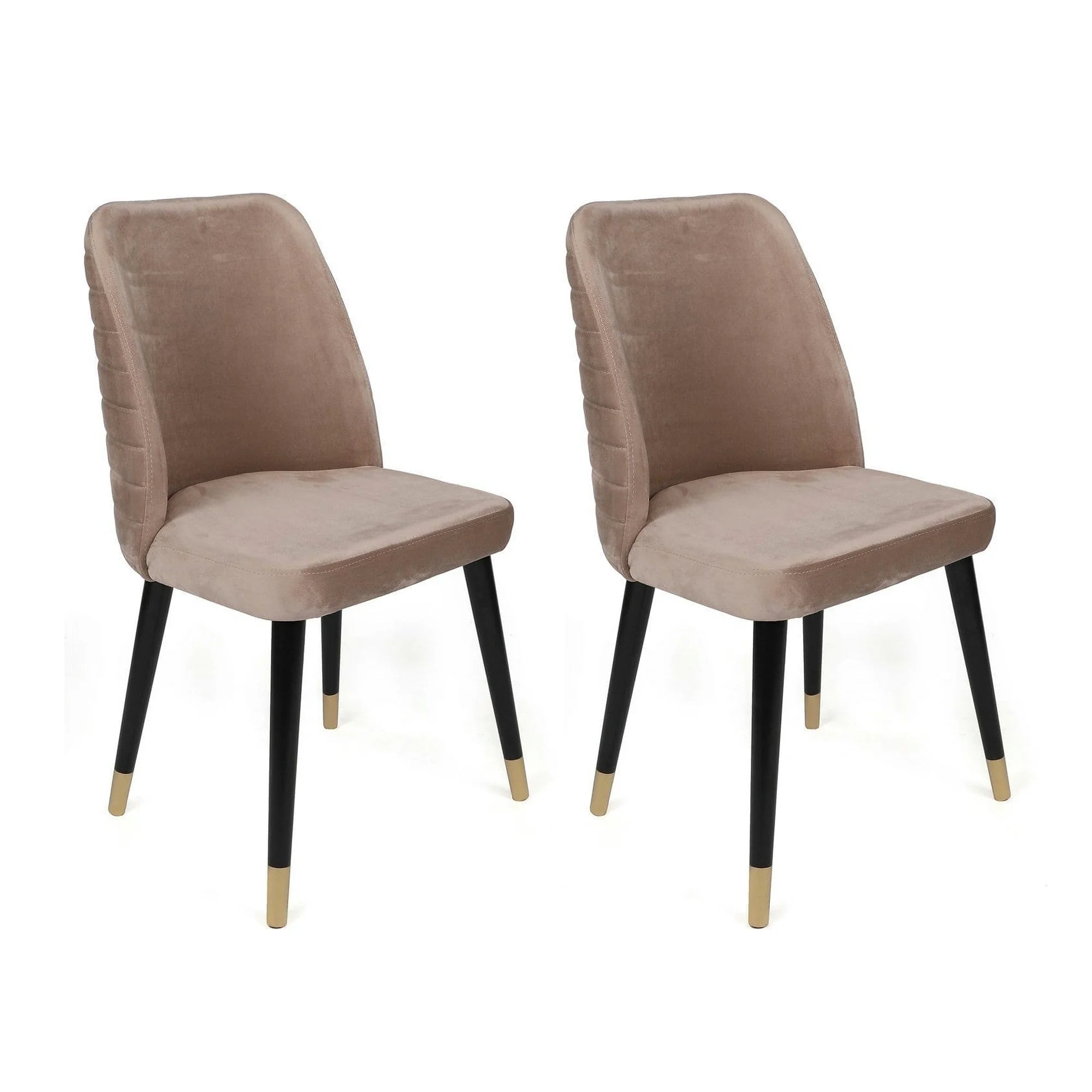Set 2 scaune HUGO-364 V2, bej/negru, stofa catifelata/lemn, 50x49x90 cm