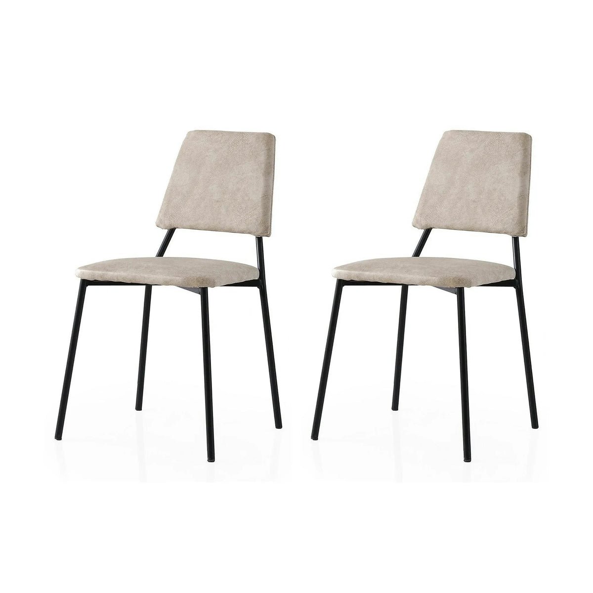Set 2 scaune LIMA 4551 V2, bej deschis/negru, stofa catifelata/metal, 43x54x78 cm