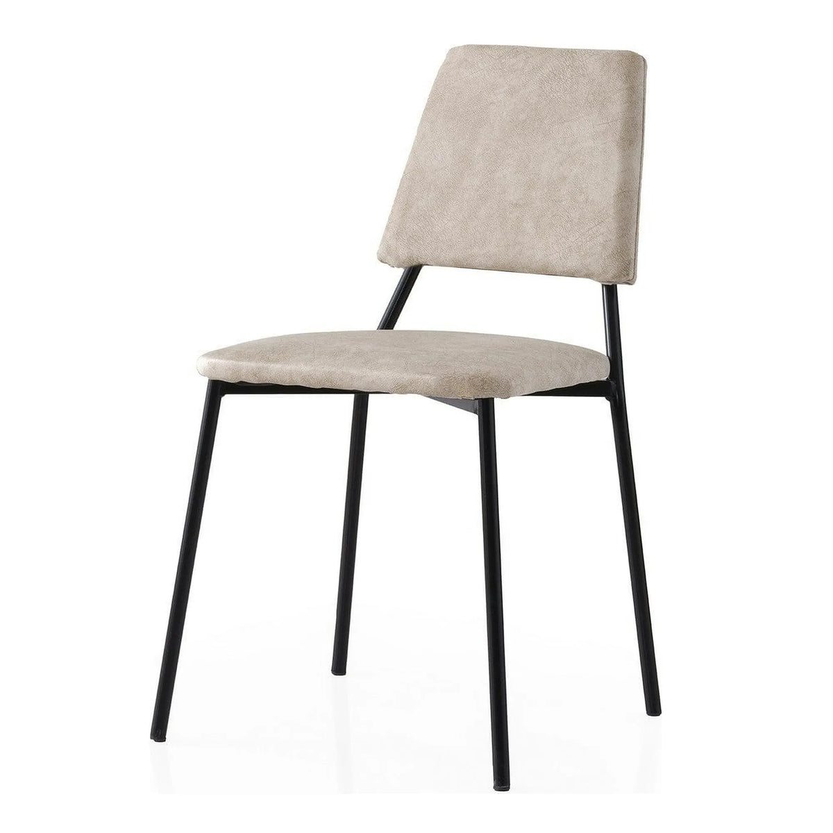 Set 2 scaune LIMA 4551 V2, bej deschis/negru, stofa catifelata/metal, 43x54x78 cm