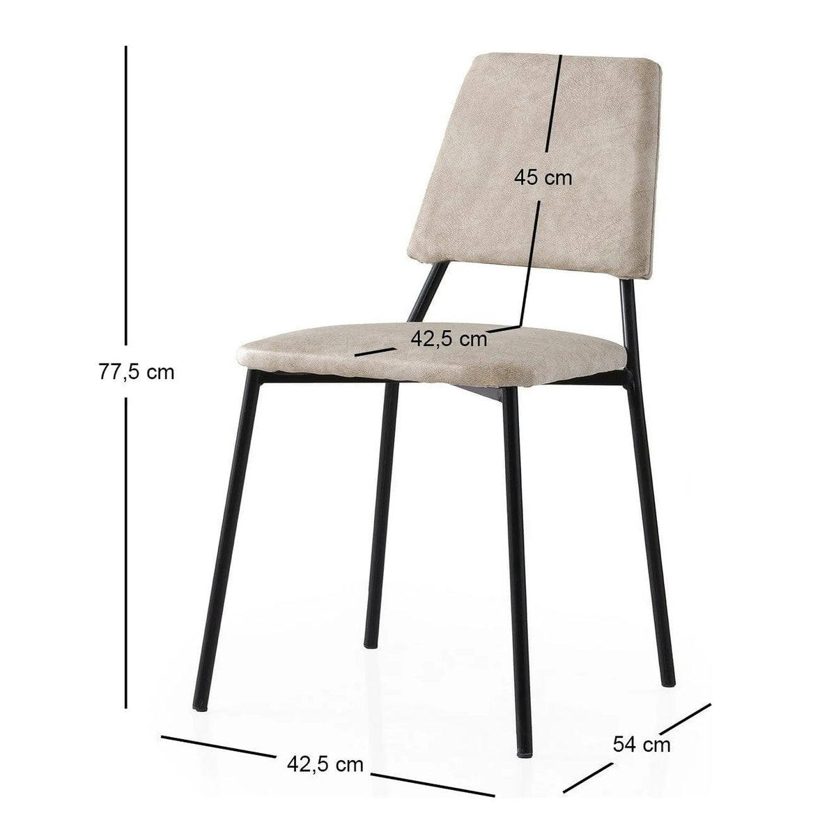 Set 2 scaune LIMA 4551 V2, bej deschis/negru, stofa catifelata/metal, 43x54x78 cm
