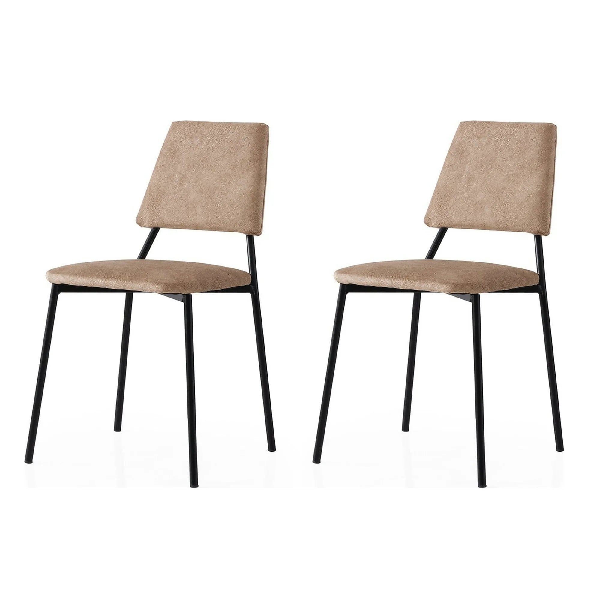 Set 2 scaune LIMA 4552 V2, bej/negru, stofa catifelata/metal, 43x54x78 cm
