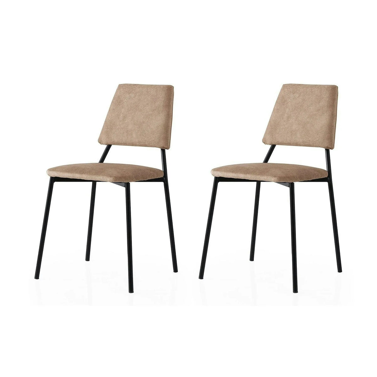 Set 2 scaune LIMA 4552 V2, bej/negru, stofa catifelata/metal, 43x54x78 cm