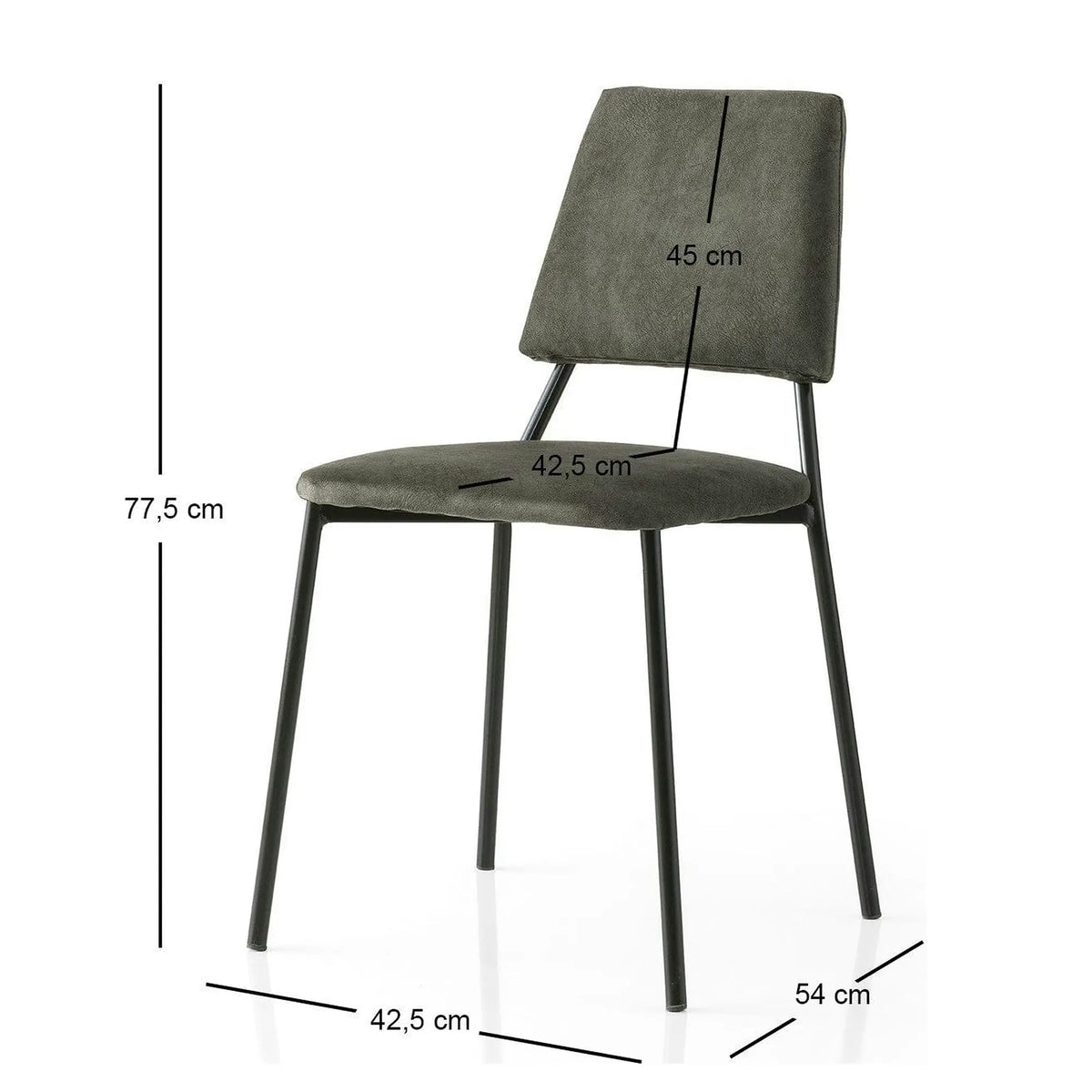 Set 2 scaune LIMA 4553 V2, gri inchis/negru, stofa catifelata/metal, 43x54x78 cm