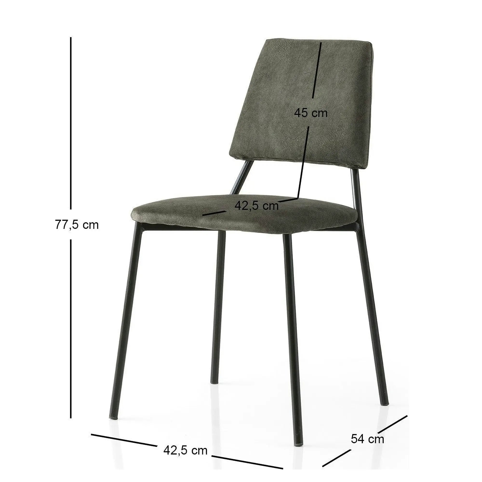 Set 2 scaune LIMA 4553 V2, gri inchis/negru, stofa catifelata/metal, 43x54x78 cm