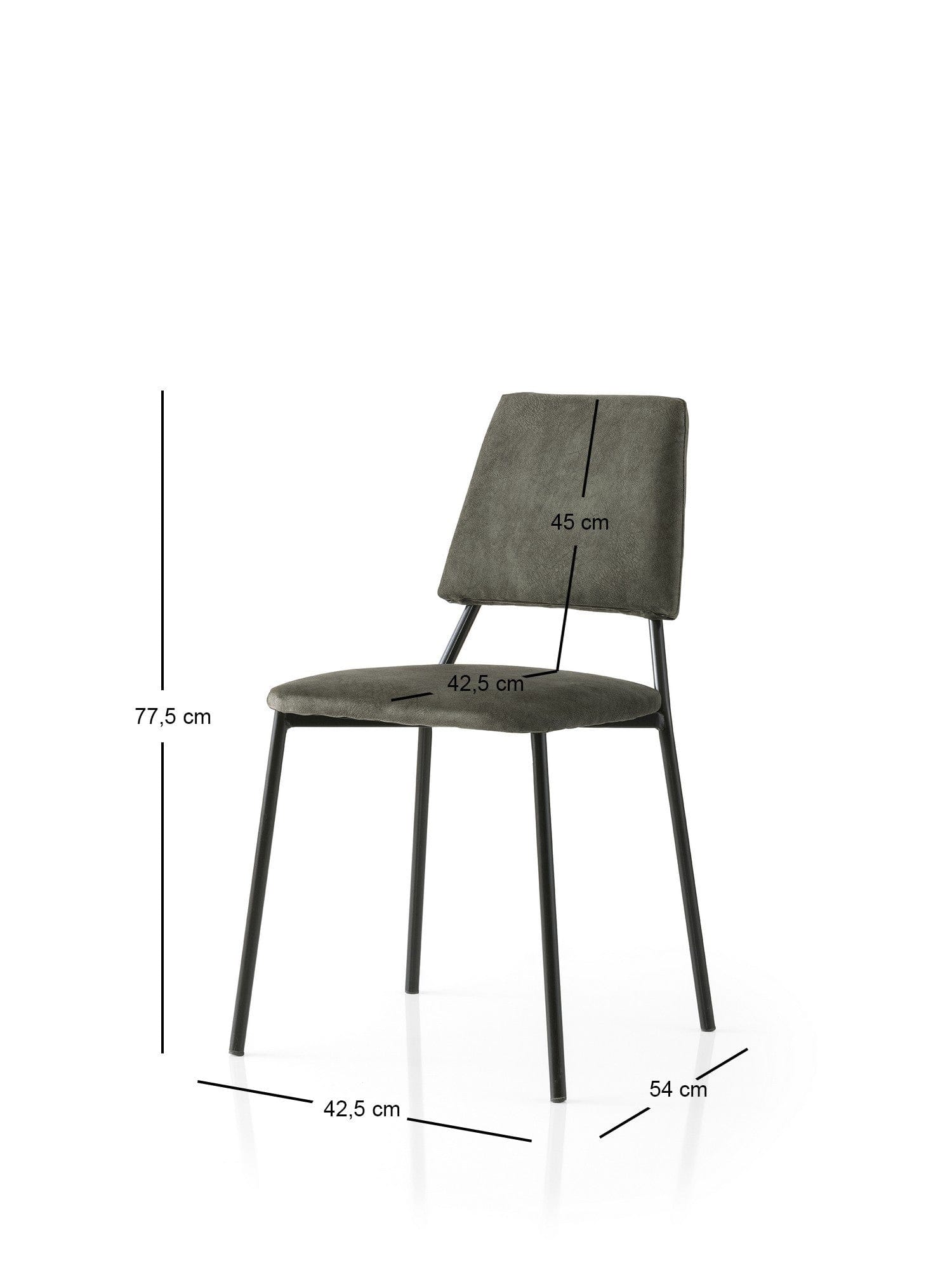 Set 2 scaune LIMA 4553 V2, gri inchis/negru, stofa catifelata/metal, 43x54x78 cm