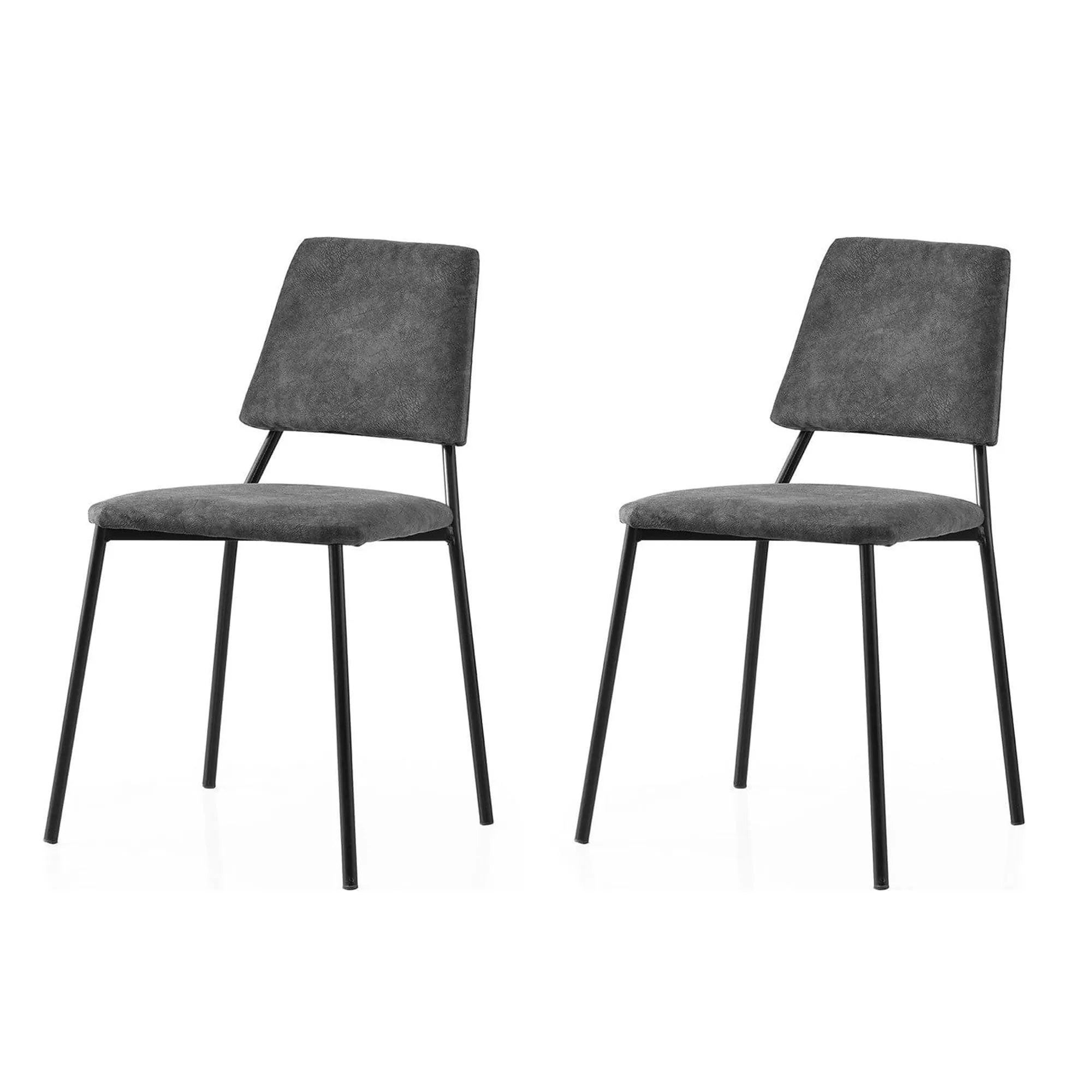 Set 2 scaune LIMA 4554 V2, gri antracit/negru, stofa catifelata/metal, 43x54x78 cm