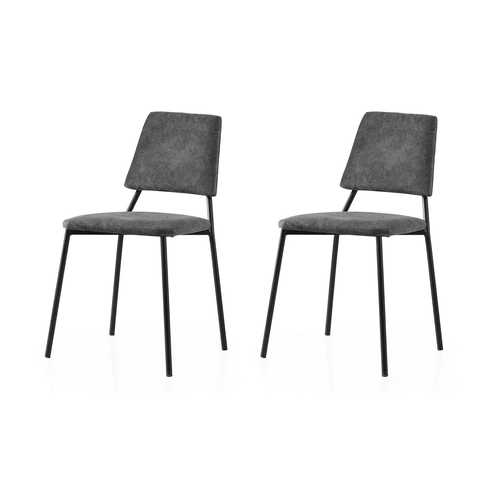 Set 2 scaune LIMA 4554 V2, gri antracit/negru, stofa catifelata/metal, 43x54x78 cm