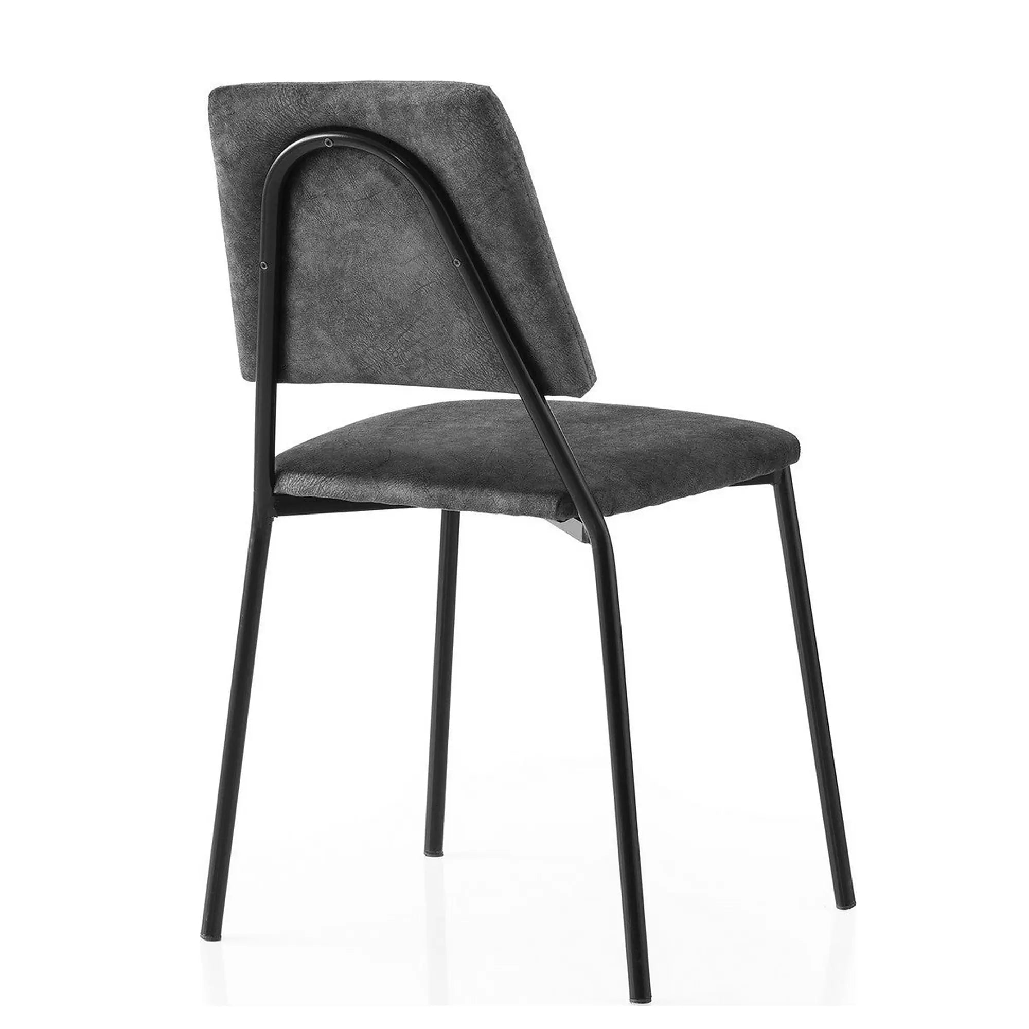 Set 2 scaune LIMA 4554 V2, gri antracit/negru, stofa catifelata/metal, 43x54x78 cm