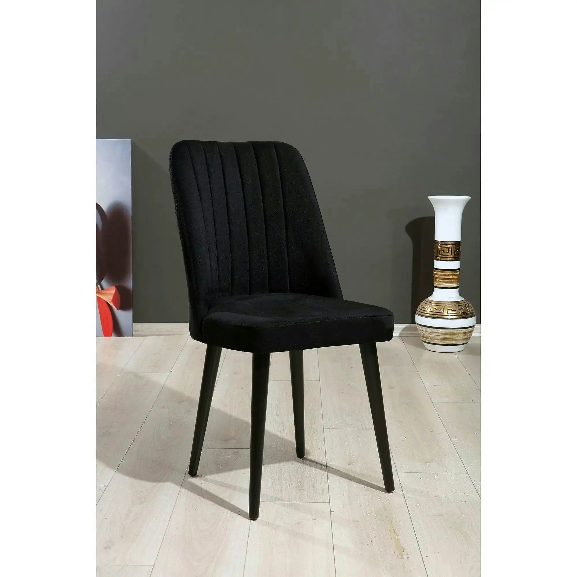 Set 2 scaune POLO, negru, stofa catifelata/metal, 46x45x92 cm