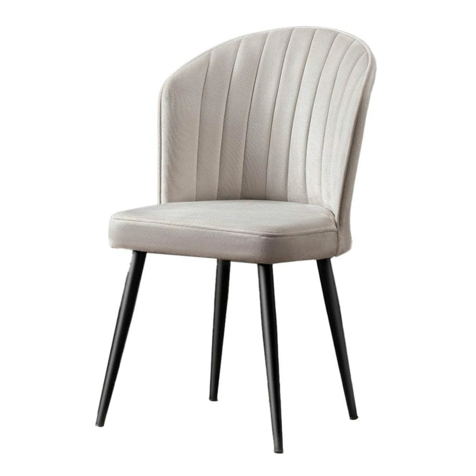 Set 2 scaune RUBI, crem/negru, stofa catifelata/metal, 52x42x85 cm