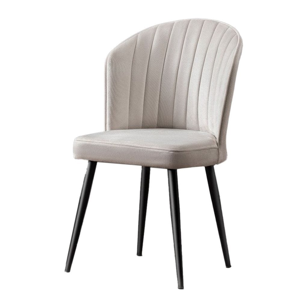 Set 2 scaune RUBI, crem/negru, stofa catifelata/metal, 52x42x85 cm