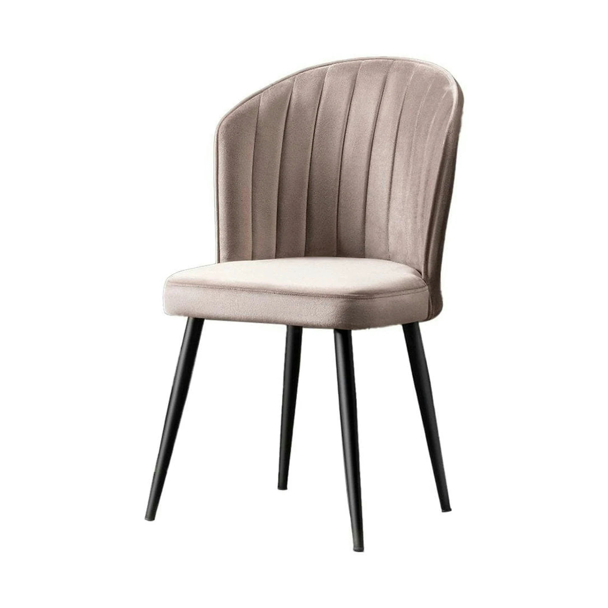 Set 2 scaune RUBI, gri deschis/negru, stofa catifelata/metal, 52x42x85 cm
