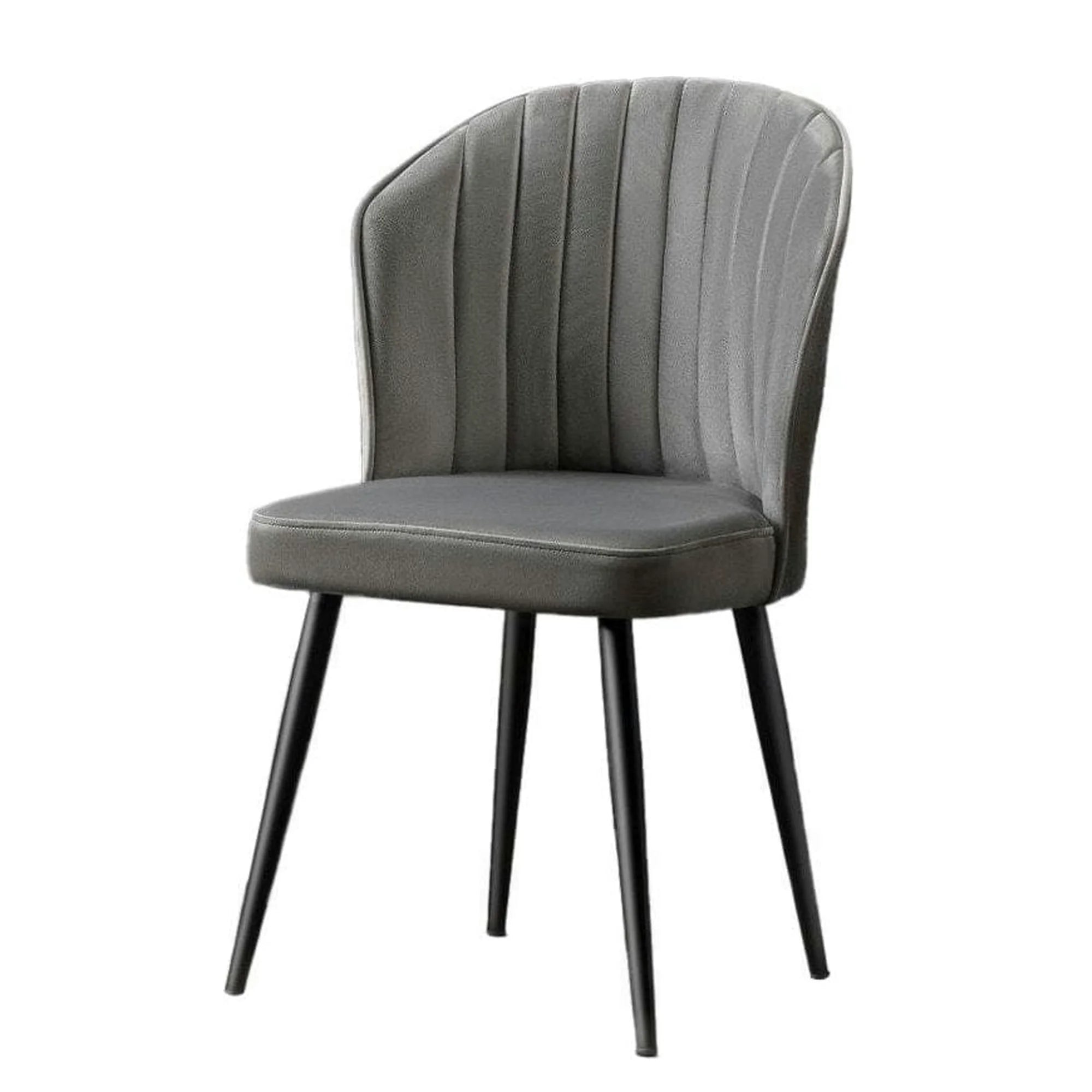 Set 2 scaune RUBI, gri inchis/negru, stofa catifelata/metal, 52x42x85 cm