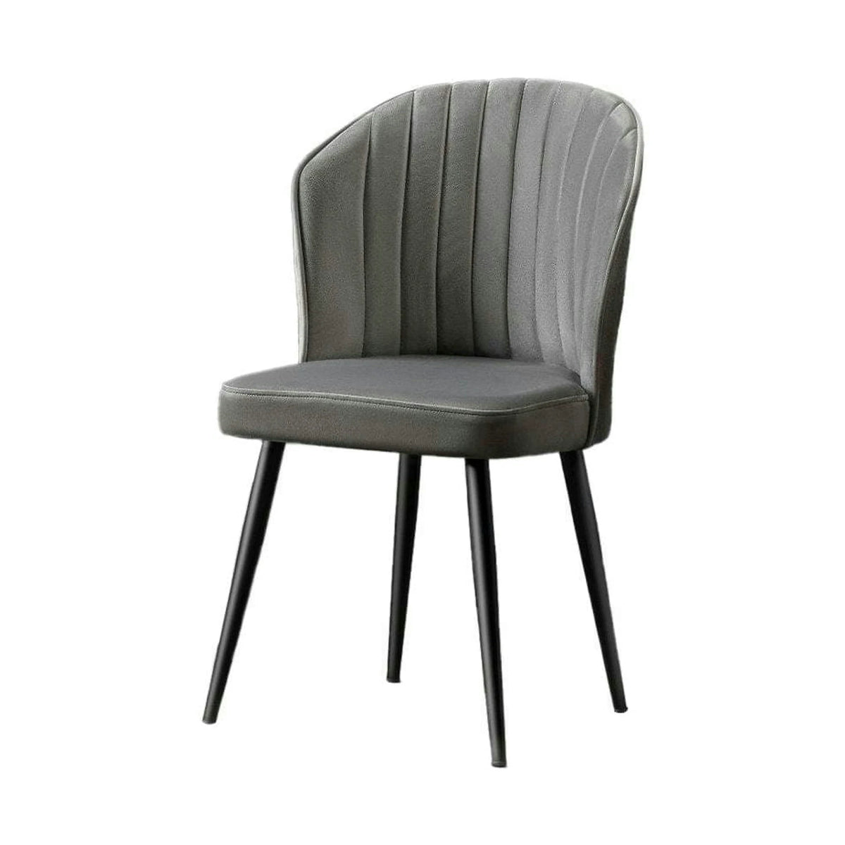 Set 2 scaune RUBI, gri inchis/negru, stofa catifelata/metal, 52x42x85 cm
