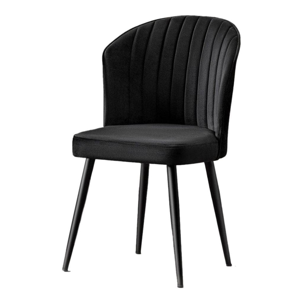 Set 2 scaune RUBI, negru, stofa catifelata/metal, 52x42x85 cm