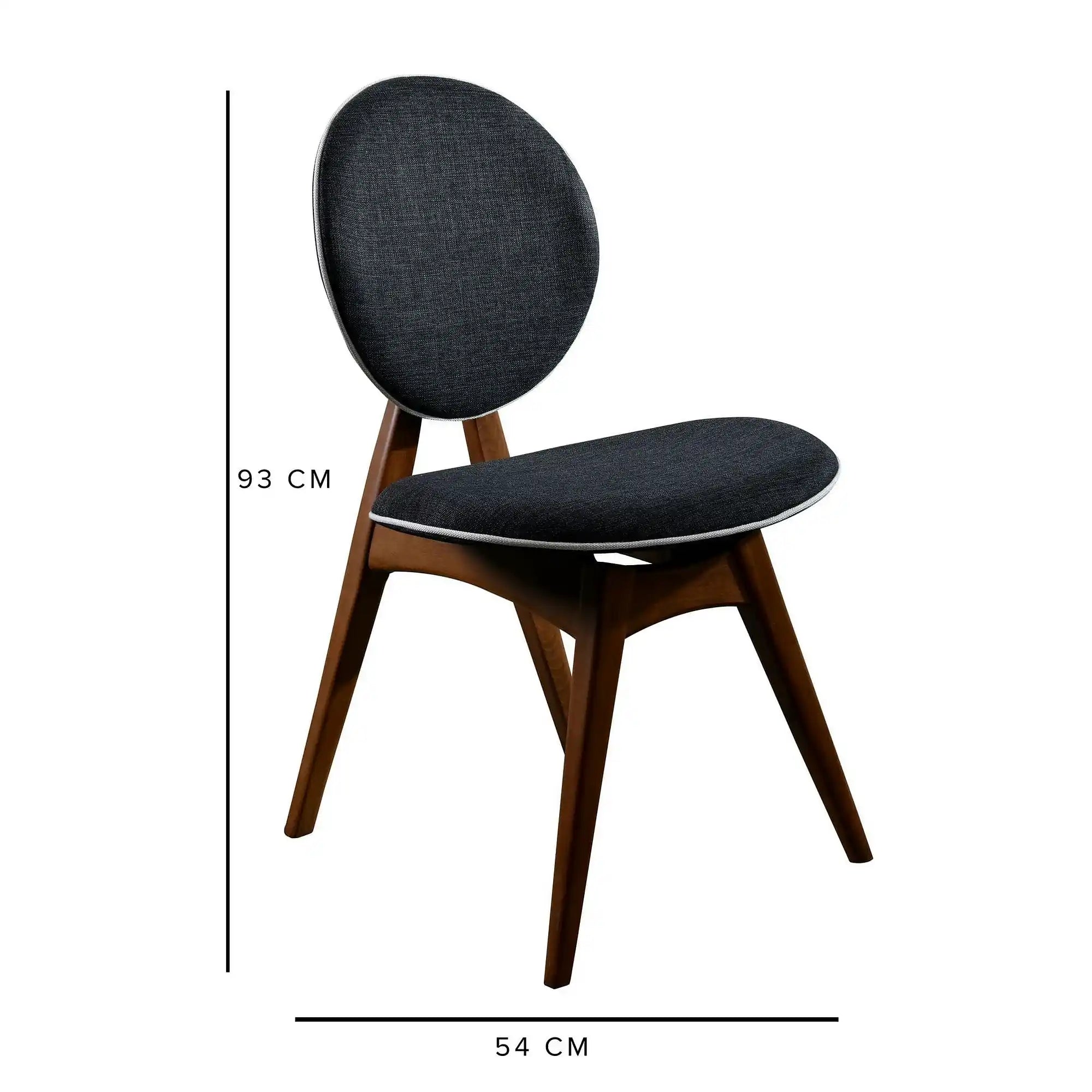 Set 2 scaune TOUCH V2, gri antracit/nuc, stofa clasica/lemn, 54x55x93 cm