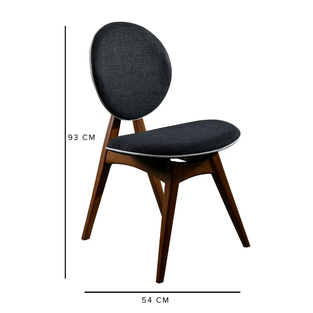 Set 2 scaune TOUCH V2, gri antracit/nuc, stofa clasica/lemn, 54x55x93 cm