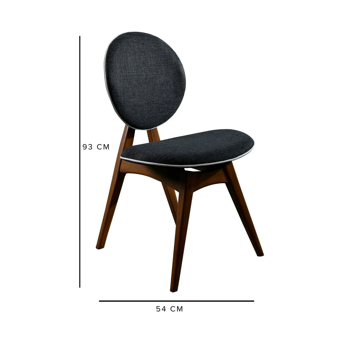 Set 2 scaune TOUCH V2, gri antracit/nuc, stofa clasica/lemn, 54x55x93 cm