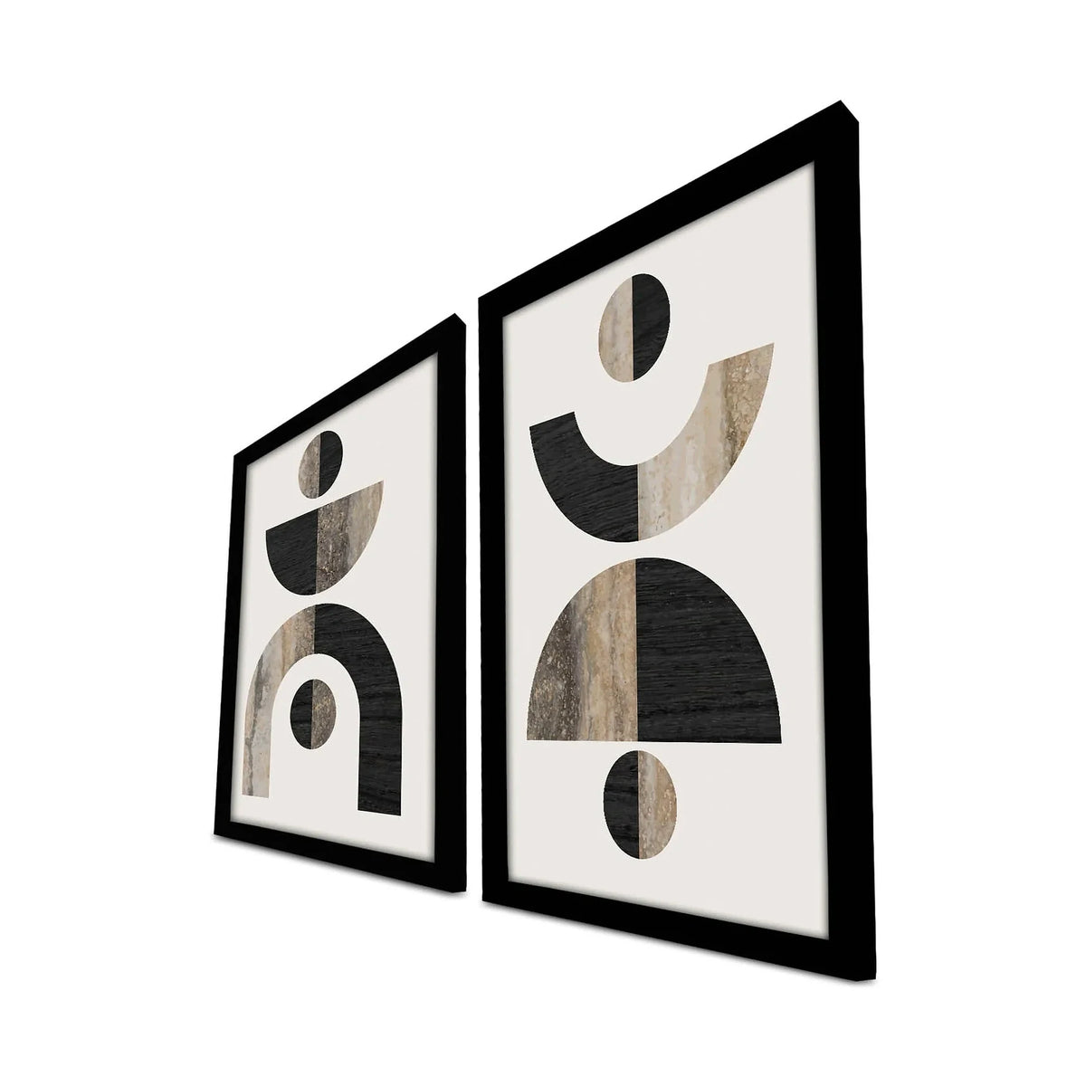 Set 2 tablouri 2P3853NISCT-014, maro/vizon/alb/negru, MDF, 38x53 cm