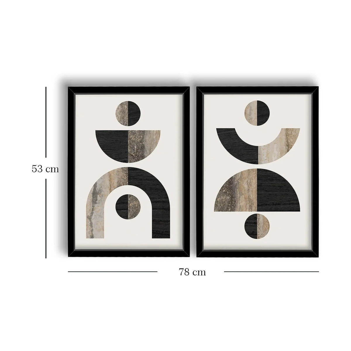Set 2 tablouri 2P3853NISCT-014, maro/vizon/alb/negru, MDF, 38x53 cm