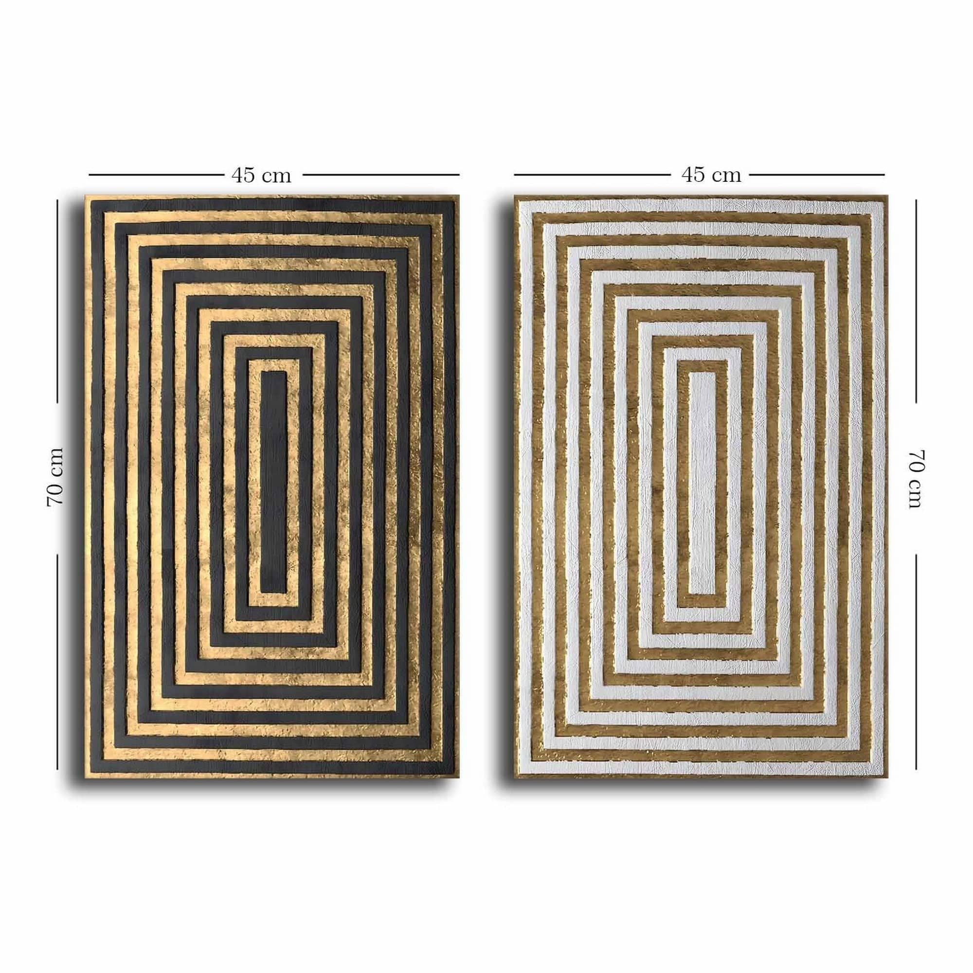 Set 2 tablouri 2P4570GSC-012, multicolor, panza/lemn, 45X70 cm