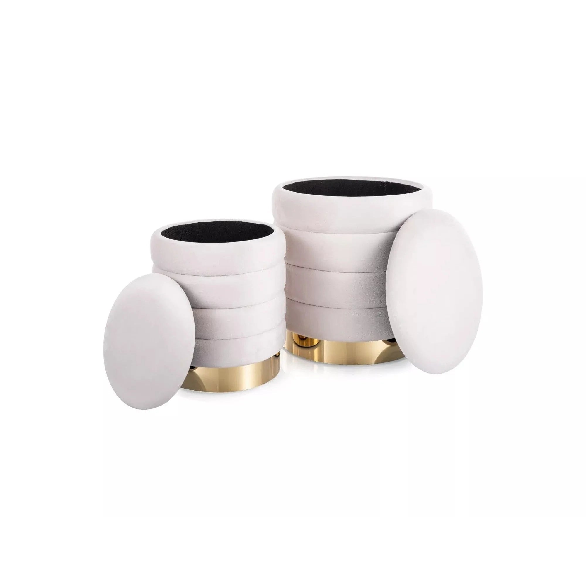 Set 2 taburete BRITTA, bej deschis/auriu, stofa catifelata